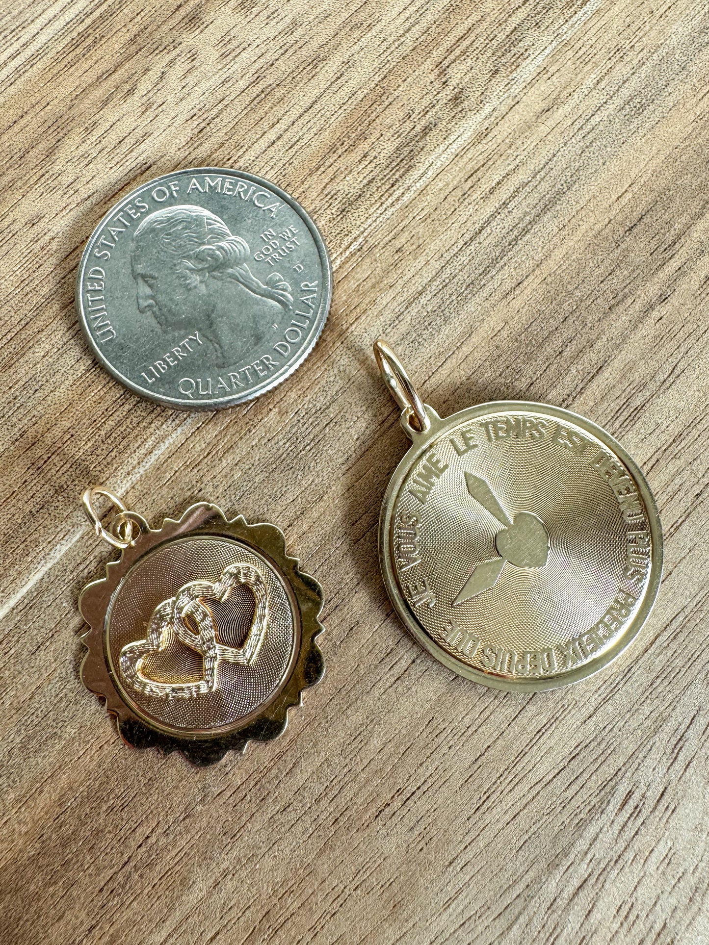 Vintage 14K Linked Hearts Pendant