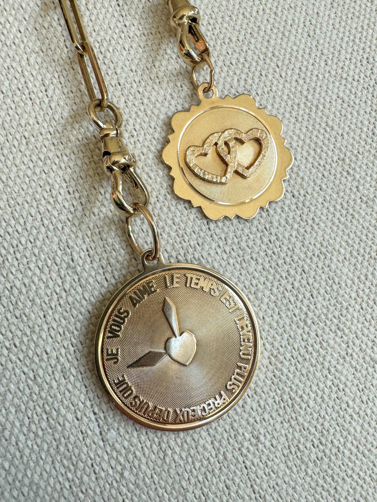 Vintage 14K Linked Hearts Pendant