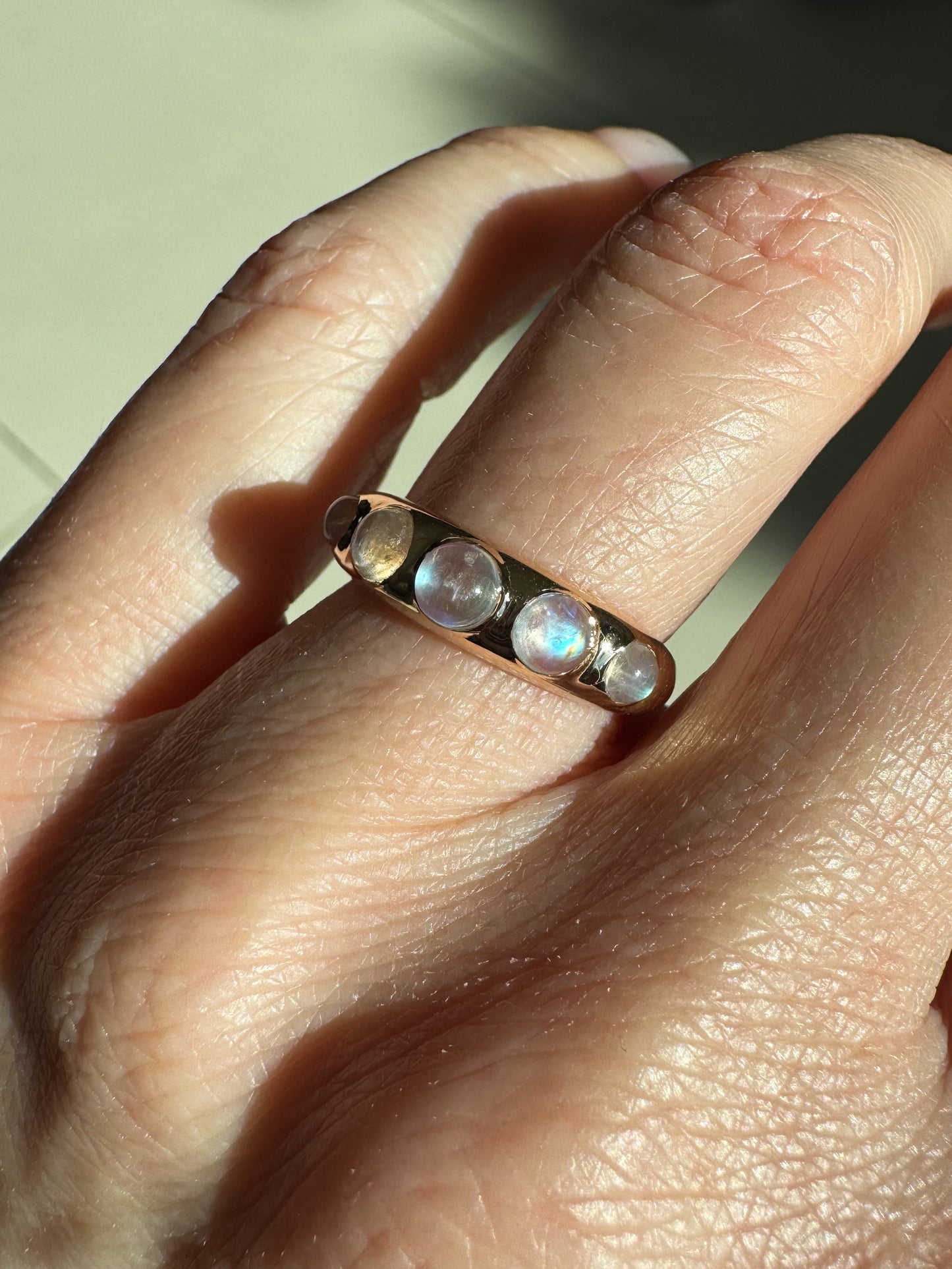 14K Domed Ring with Moonstones