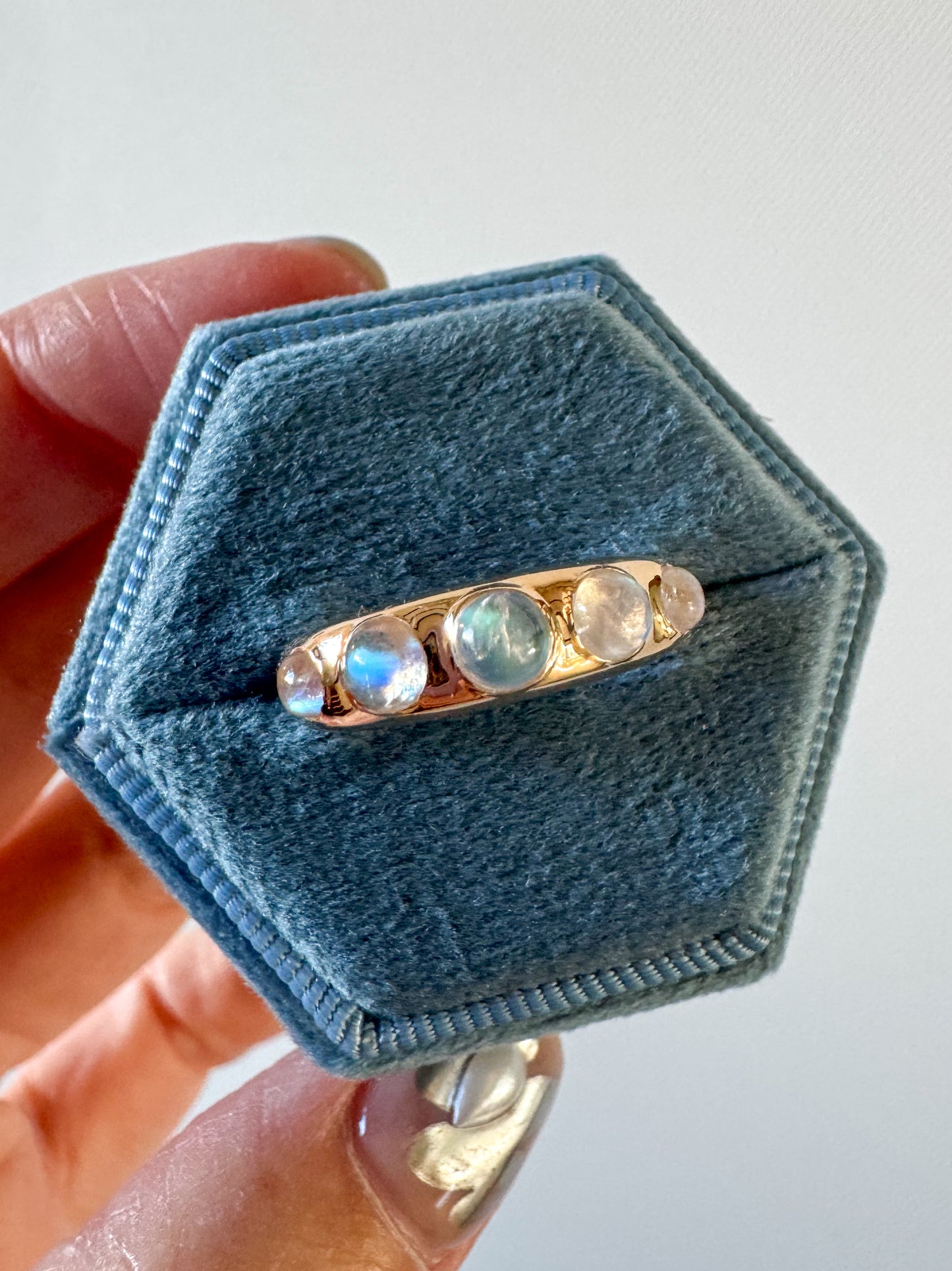 14K Domed Ring with Moonstones