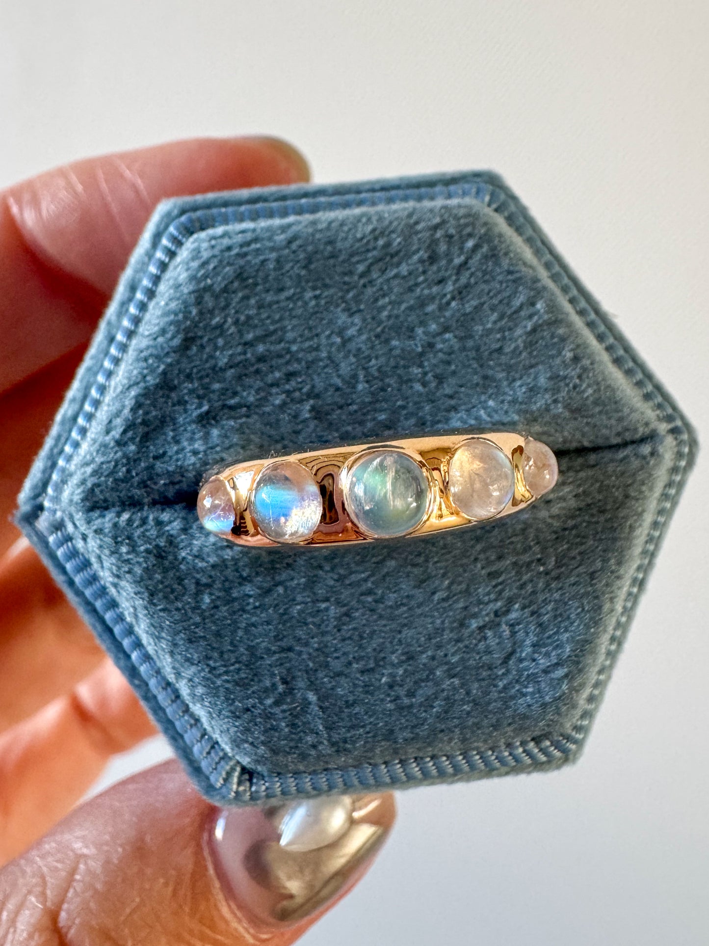 14K Domed Ring with Moonstones