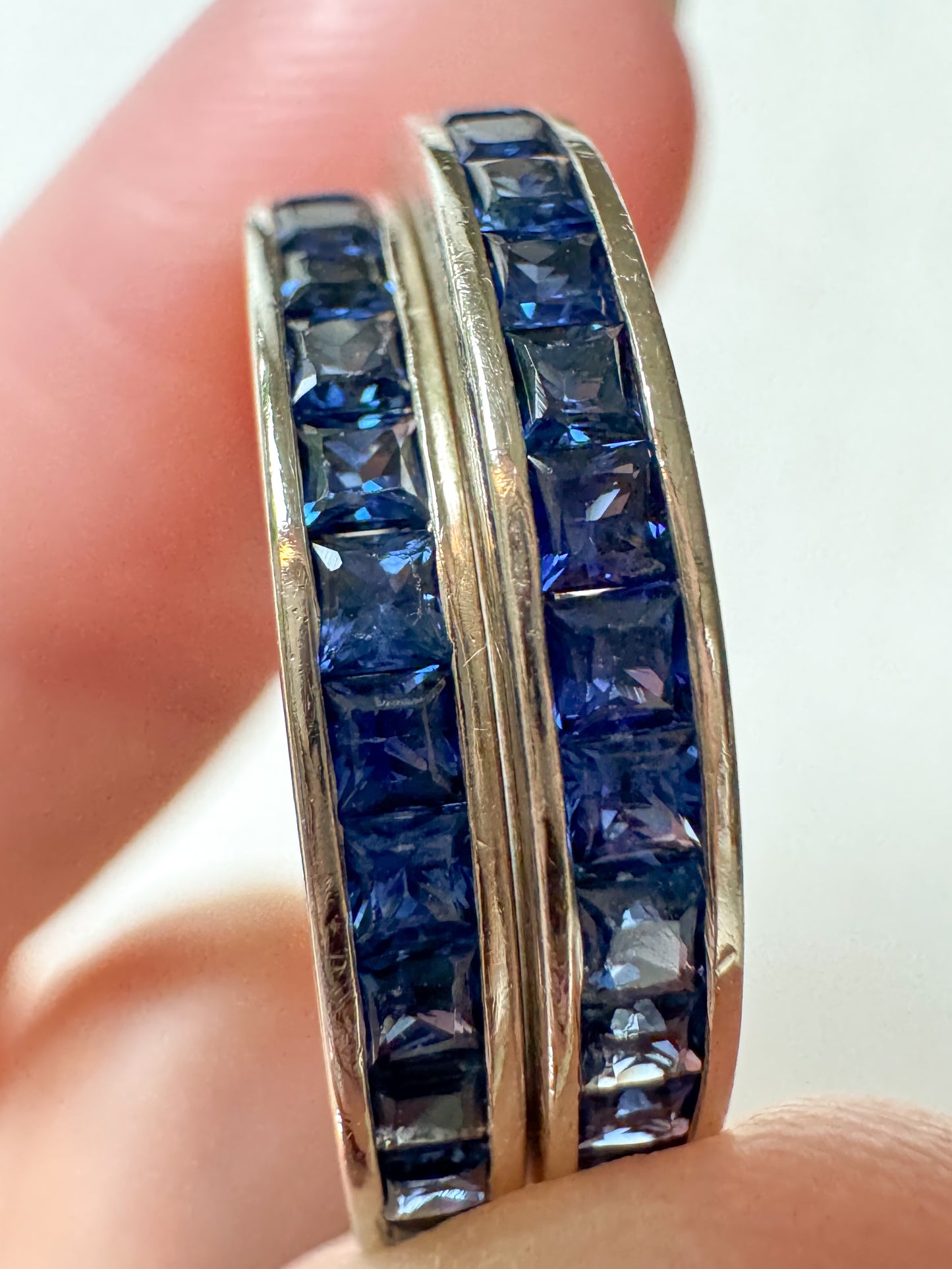 Art Deco 14K White Gold and Sapphire Eternity Bands