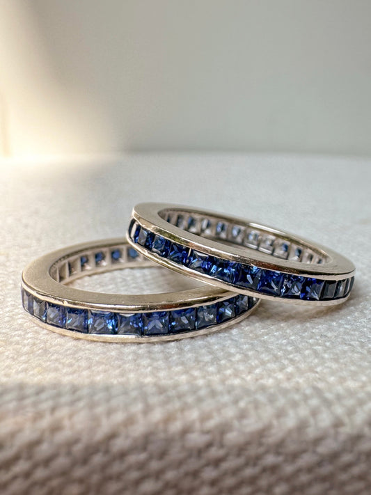 Art Deco 14K White Gold and Sapphire Eternity Bands