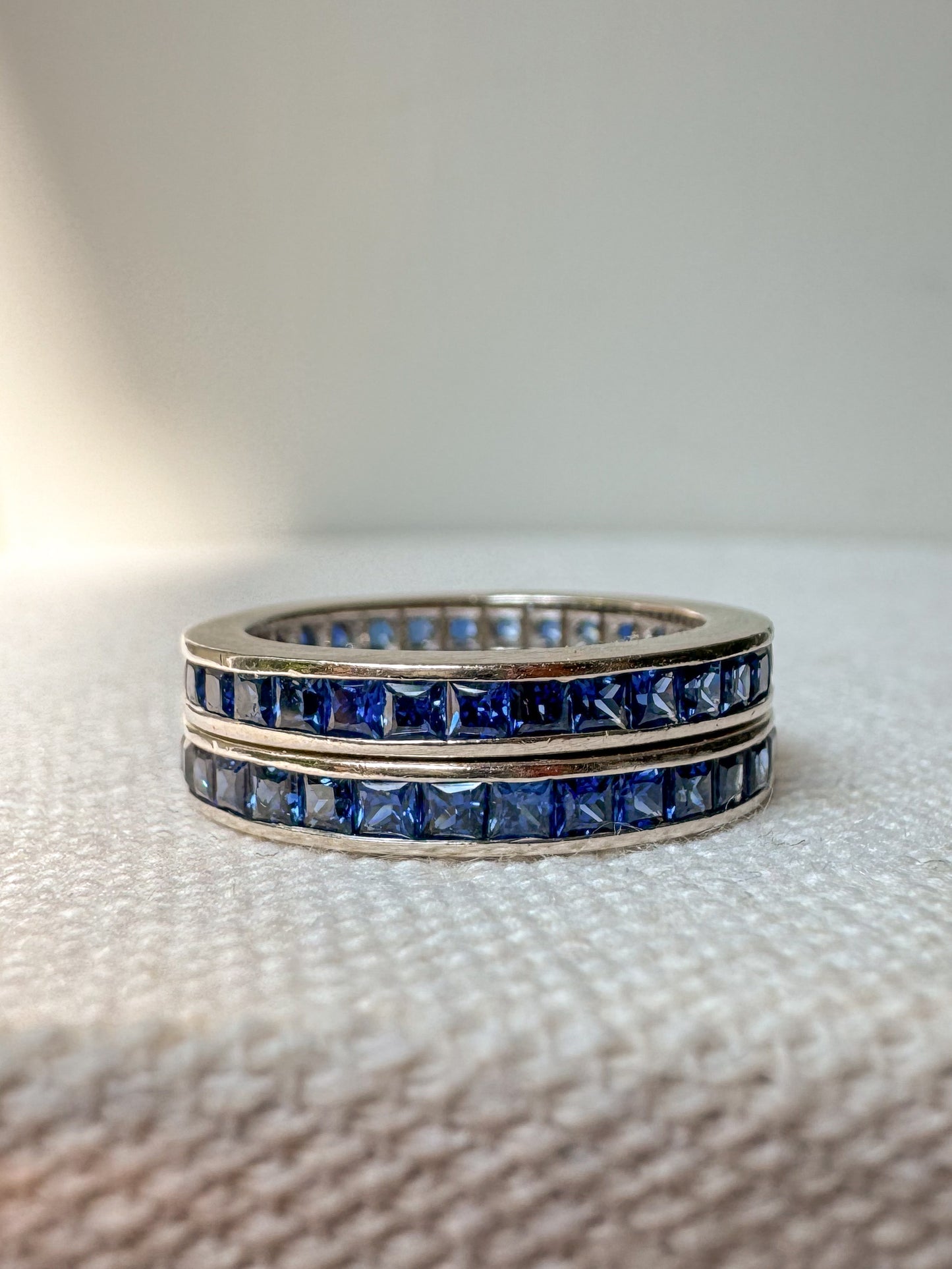 Art Deco 14K White Gold and Sapphire Eternity Bands