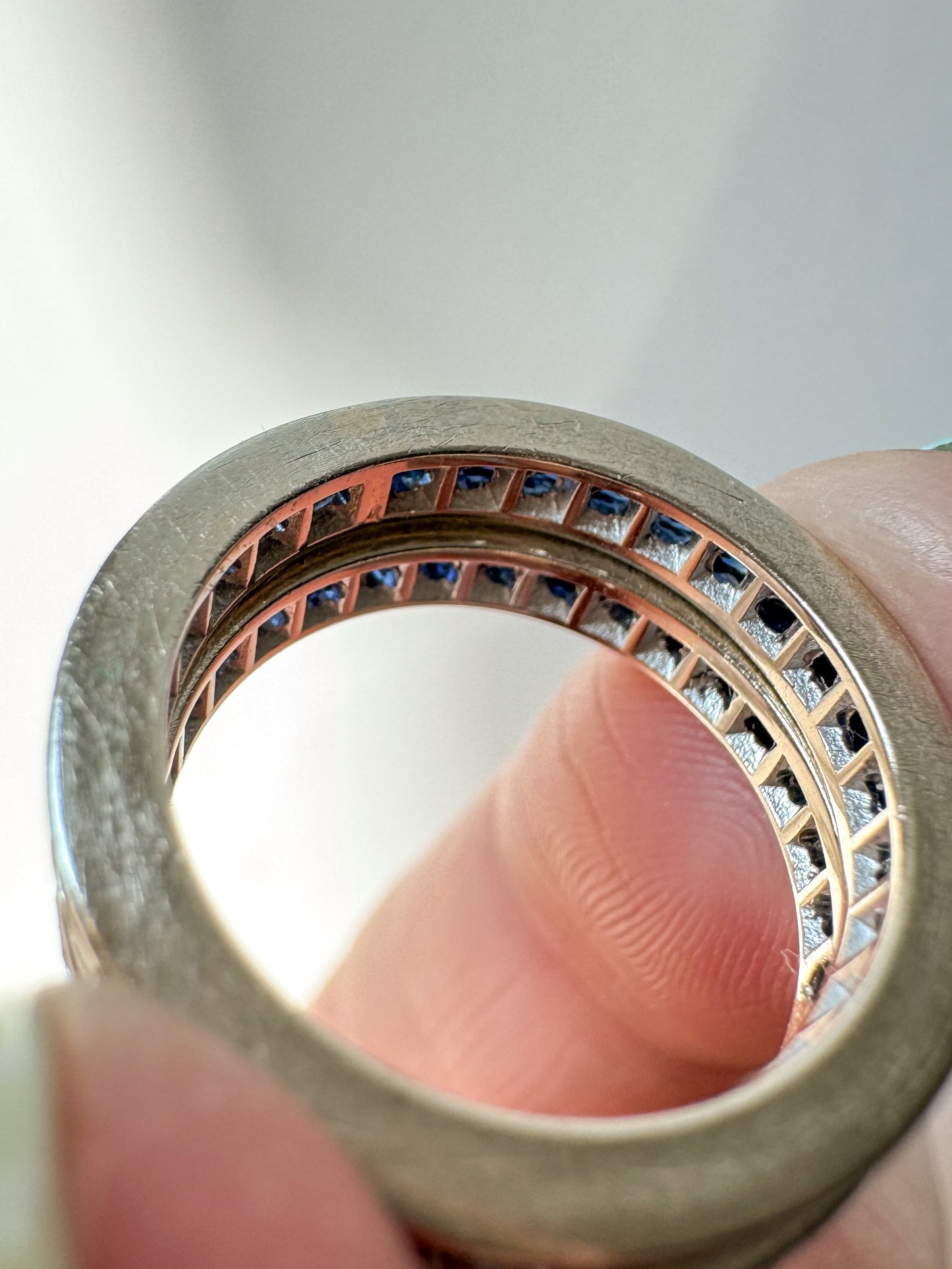 Art Deco 14K White Gold and Sapphire Eternity Bands