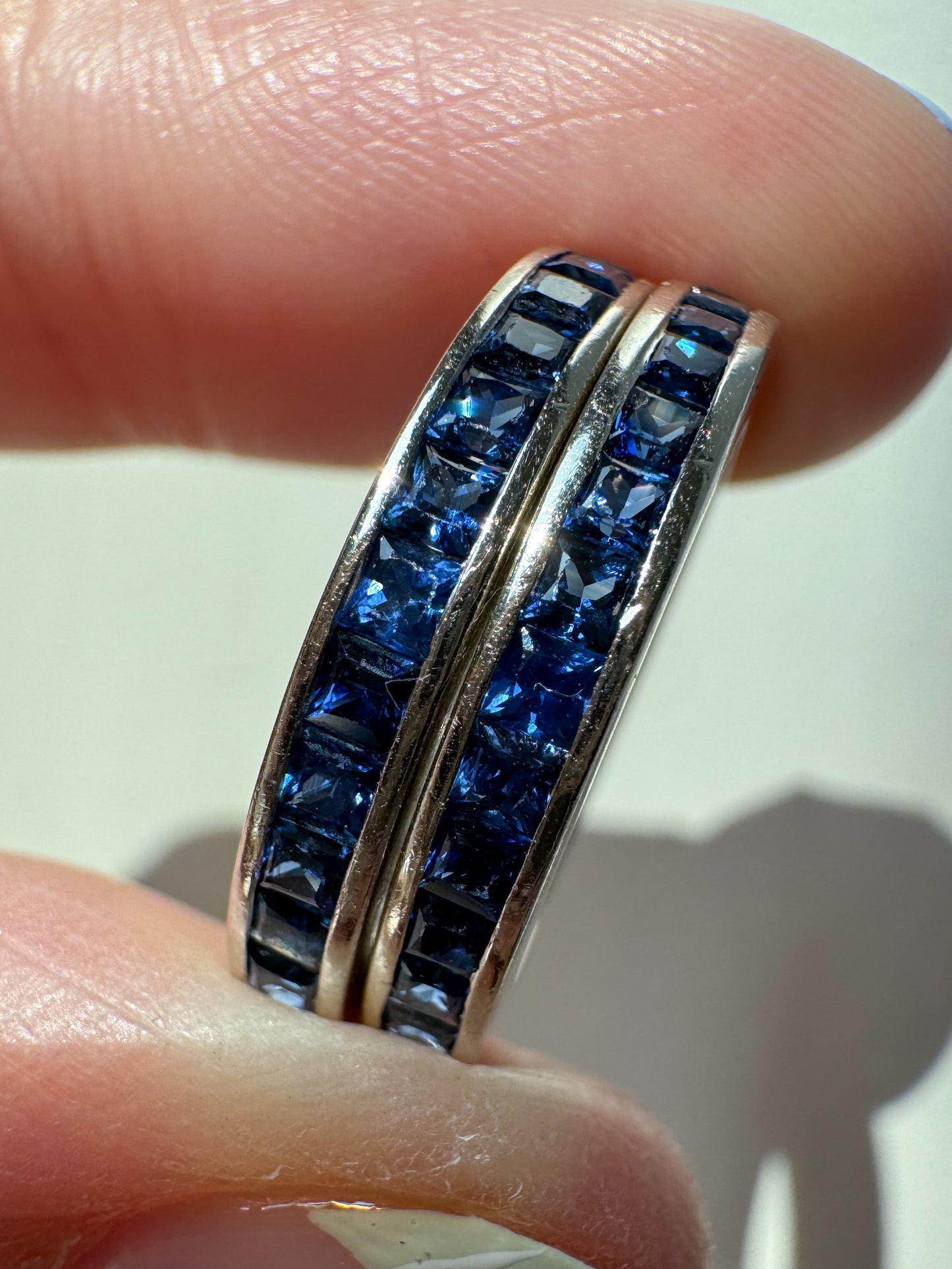 Art Deco 14K White Gold and Sapphire Eternity Bands