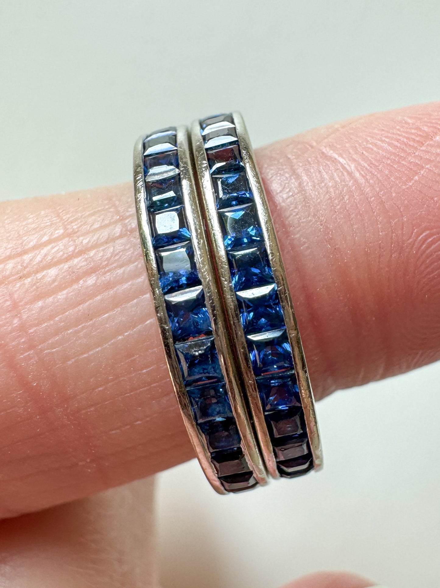 Art Deco 14K White Gold and Sapphire Eternity Bands