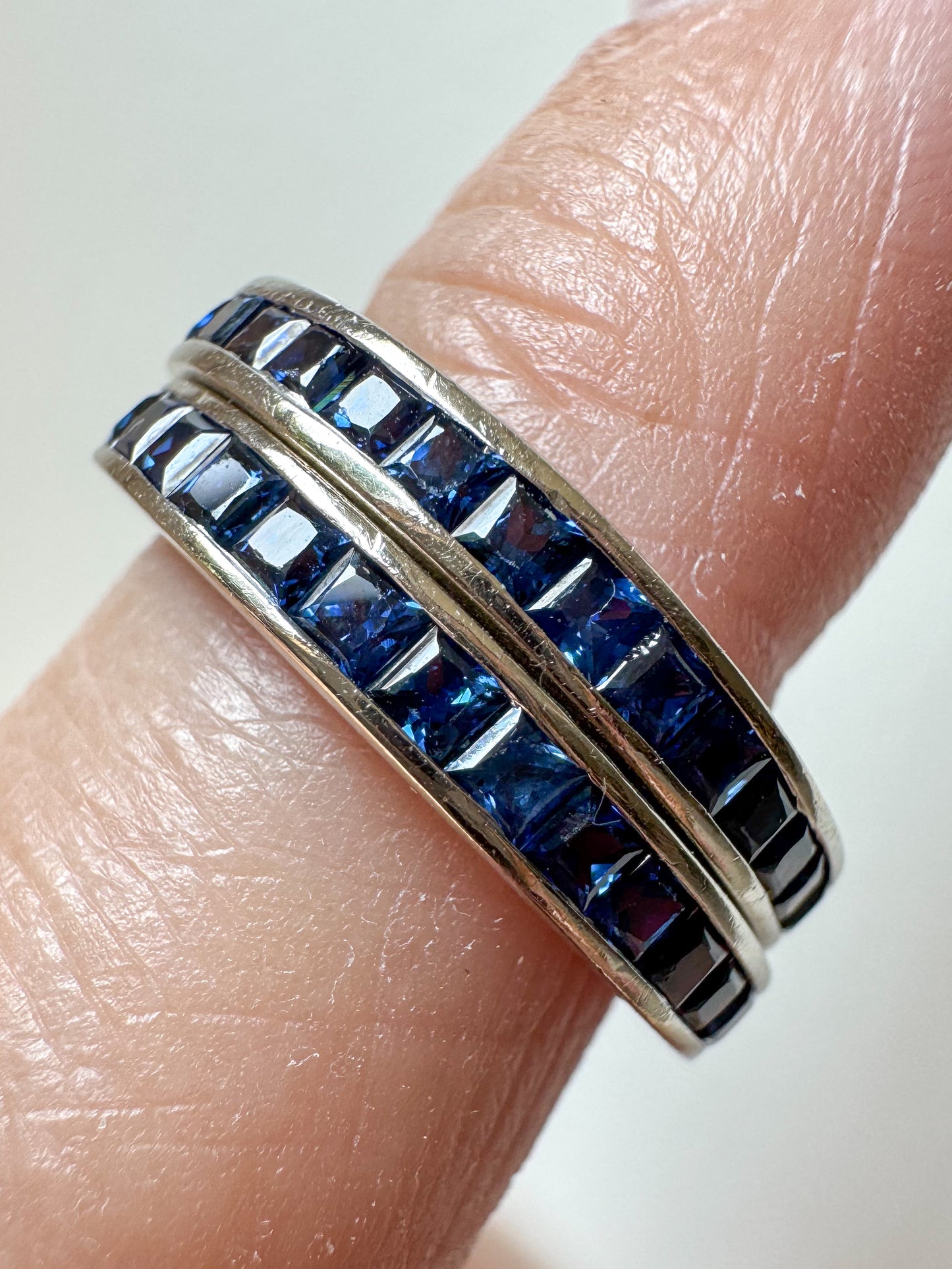 Art Deco 14K White Gold and Sapphire Eternity Bands