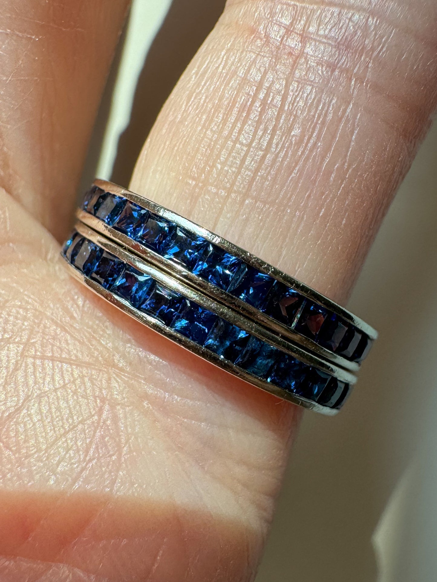 Art Deco 14K White Gold and Sapphire Eternity Bands