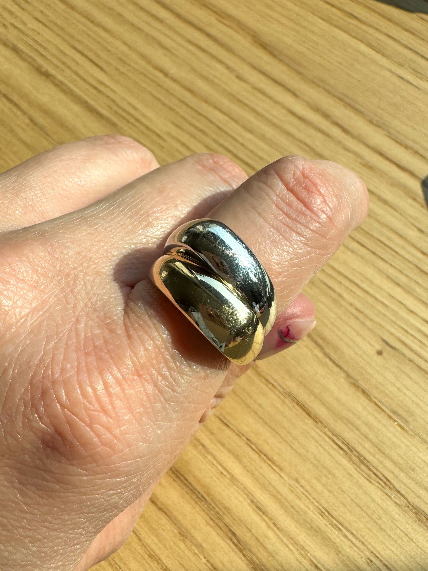 14K Two-Tone Structural Statement Ring