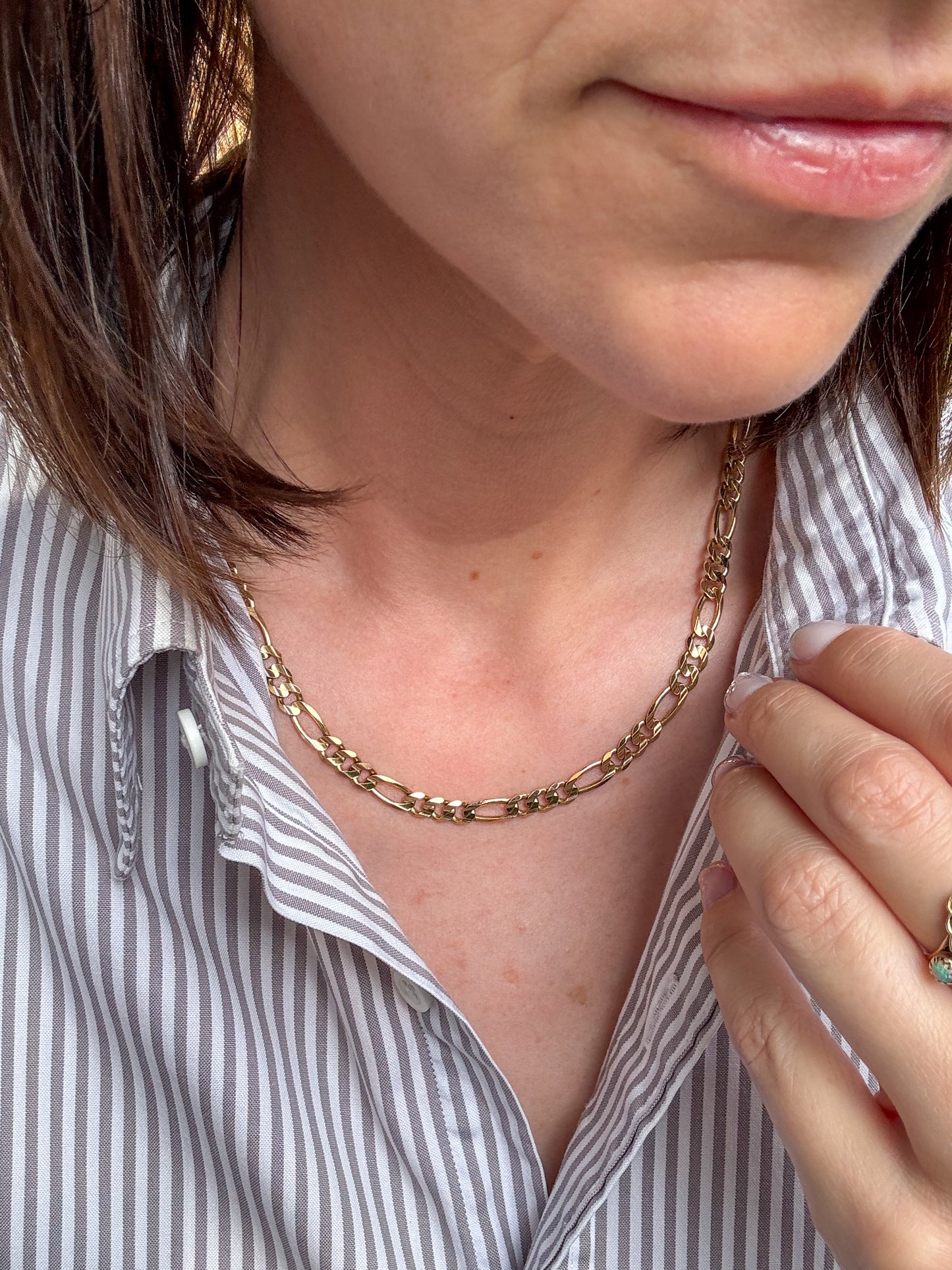 Vintage 14K Gold Figaro Necklace
