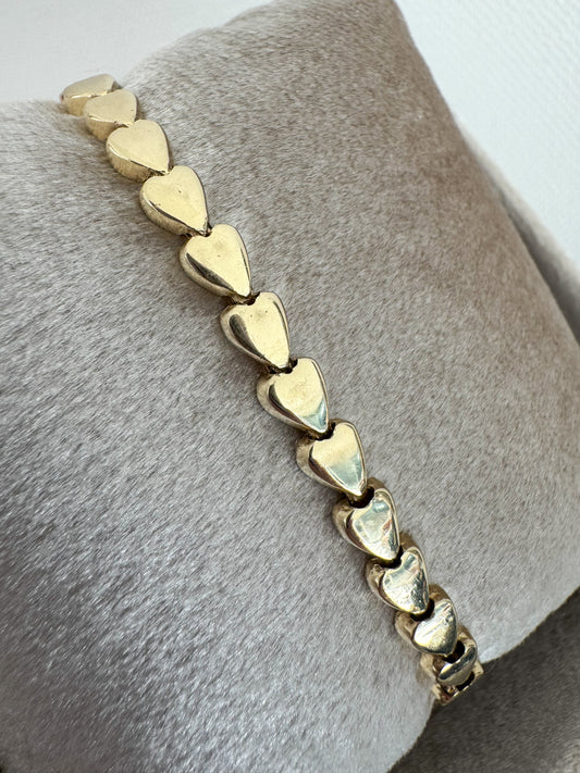Vintage 14K Heart Link Bracelet