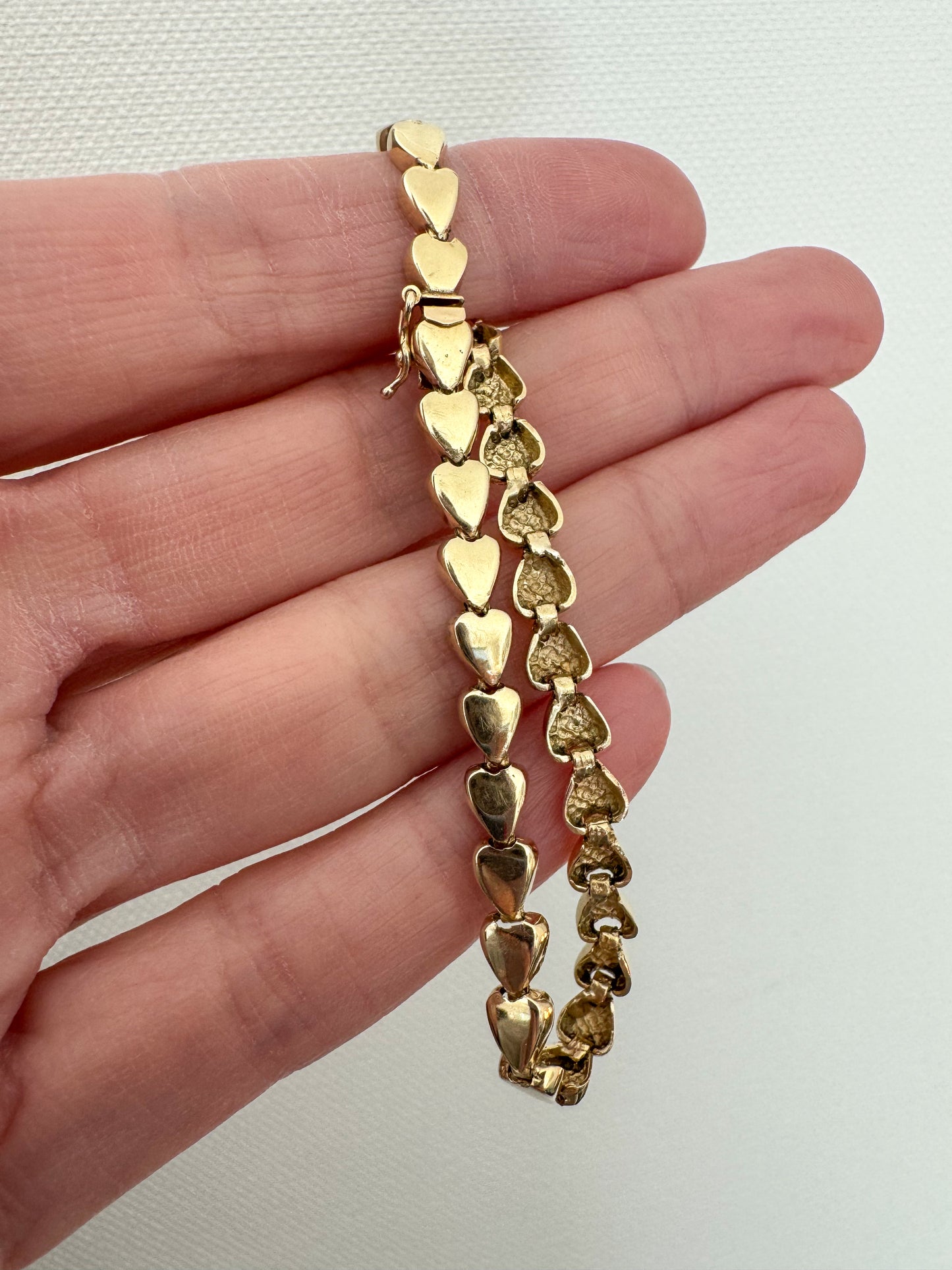 Vintage 14K Heart Link Bracelet