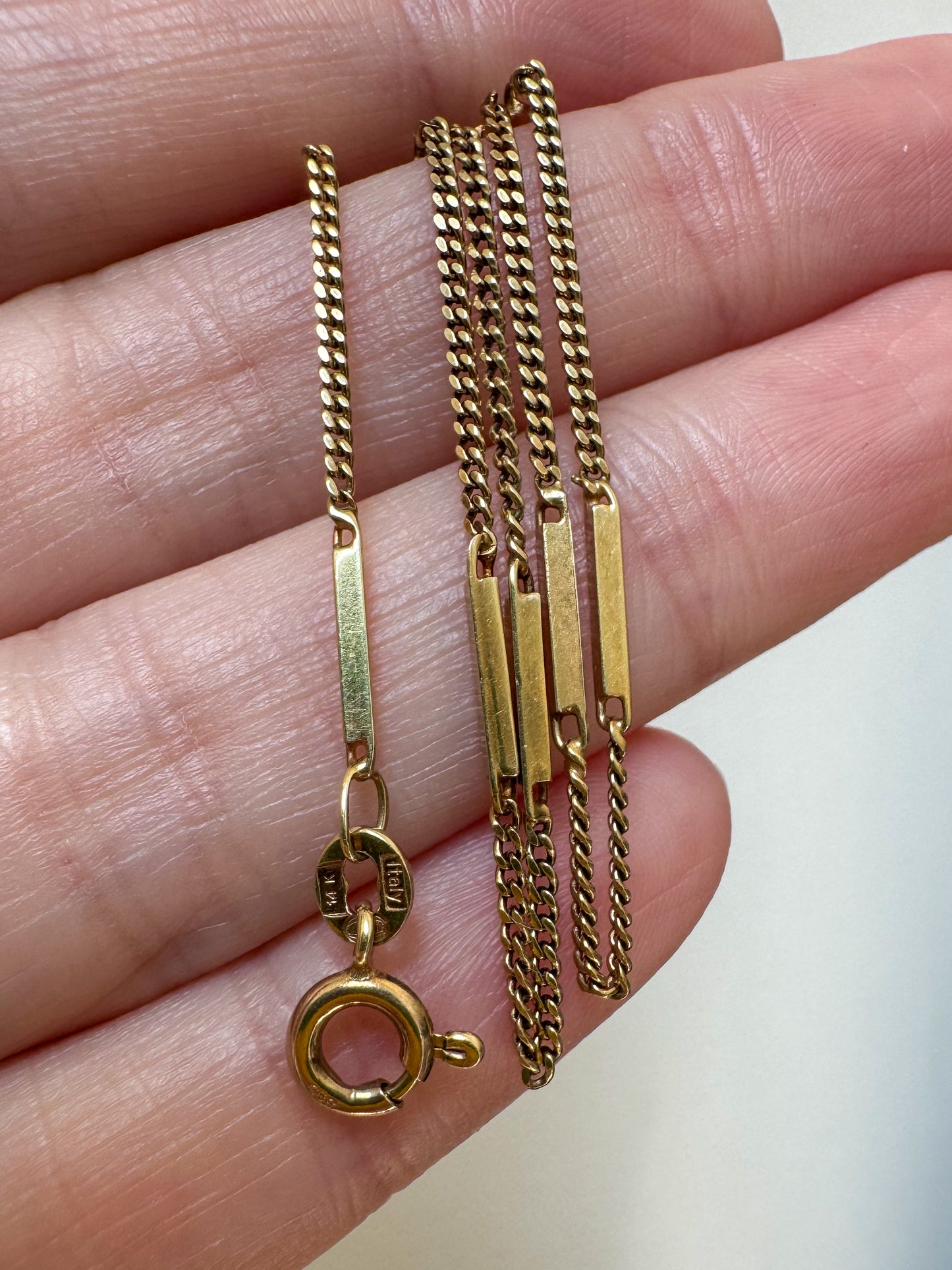 Vintage 14K Gold UnoAErre Bar Link Station Chain