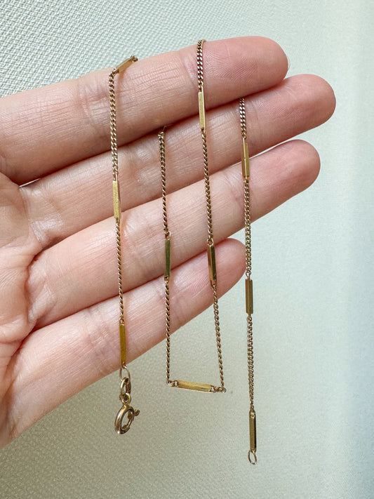 Vintage 14K Gold UnoAErre Bar Link Station Chain
