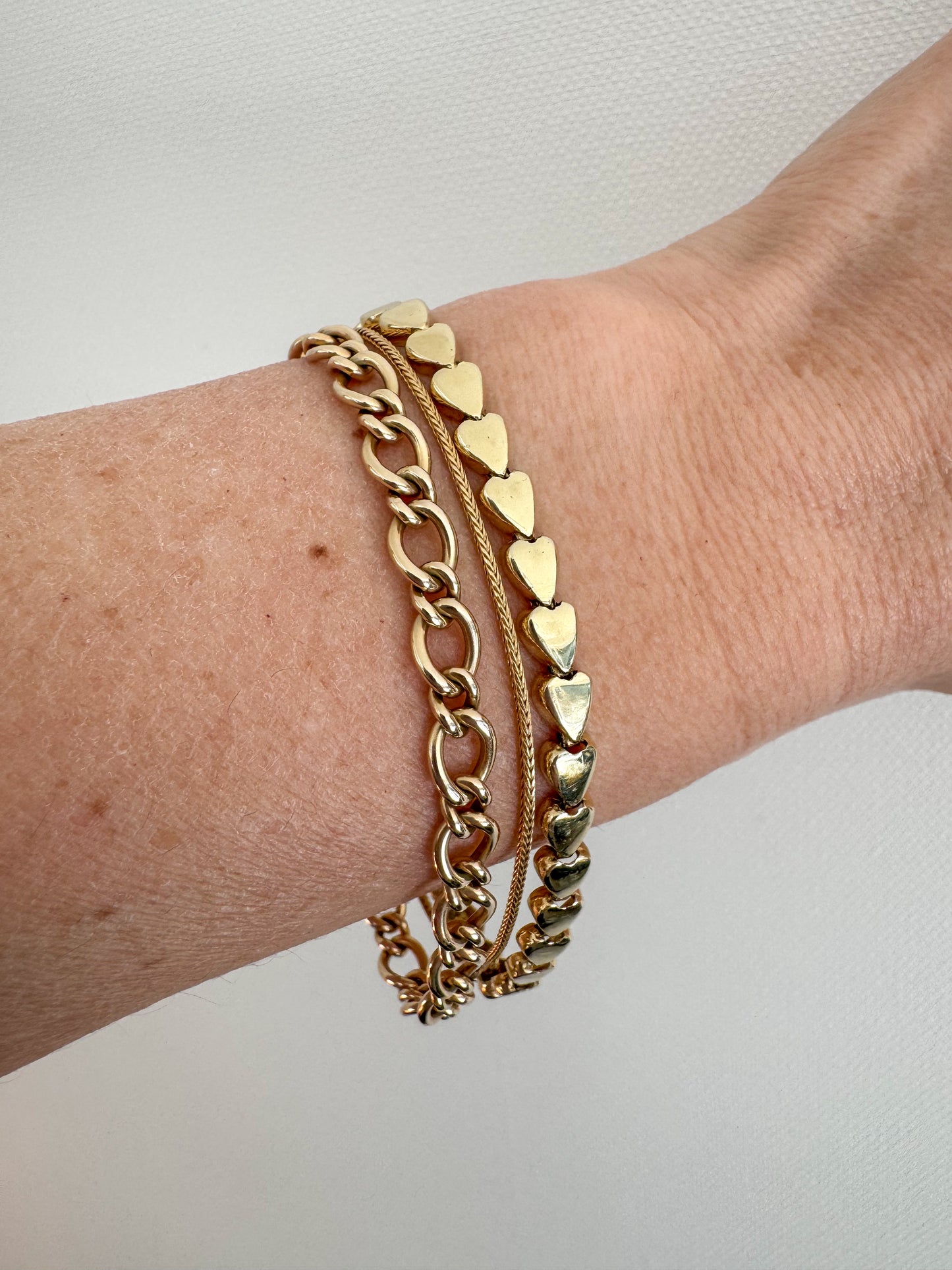 Vintage 14K Heart Link Bracelet