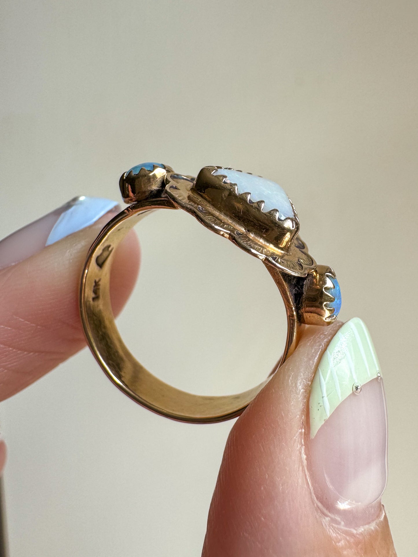 Handcrafted 14K Gold and Opal Ring