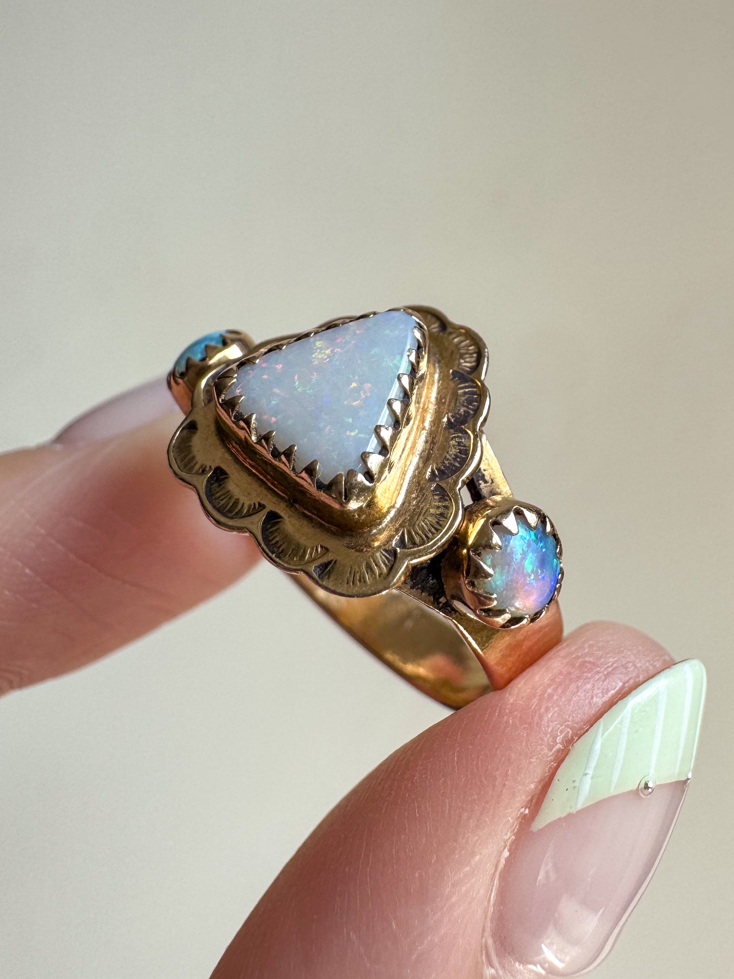 Handcrafted 14K Gold and Opal Ring