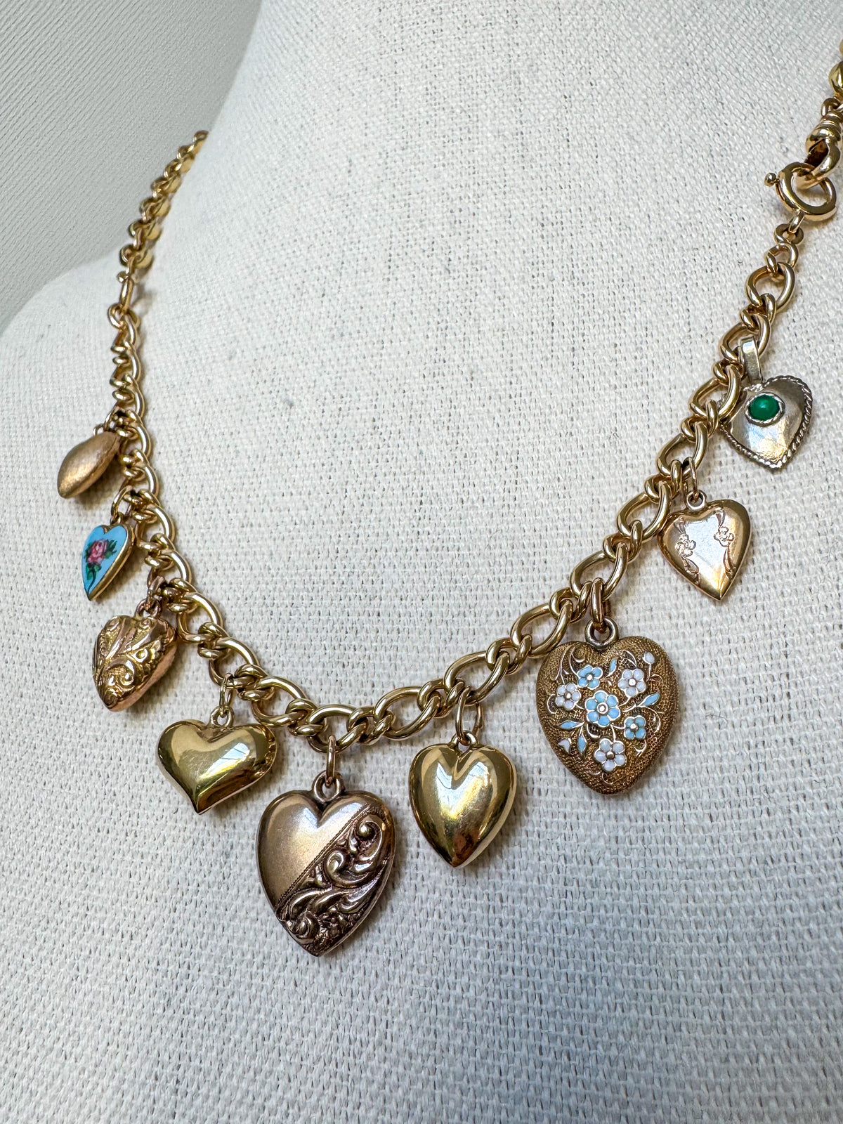 Solid Gold "Bless Your Heart" Charm Bracelet