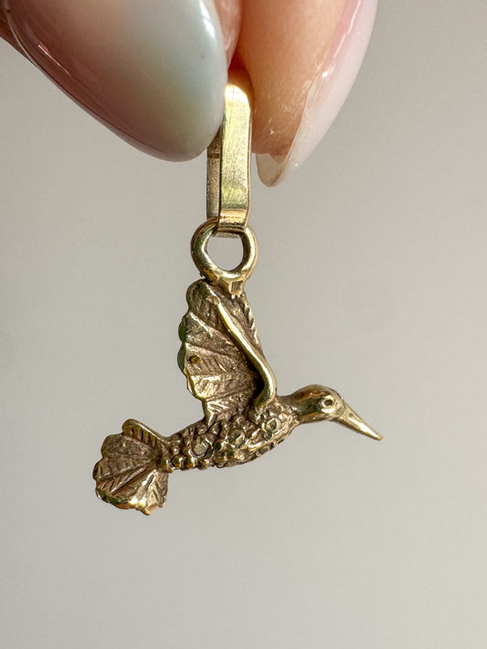 Vintage 14K Gold Hummingbird Charm