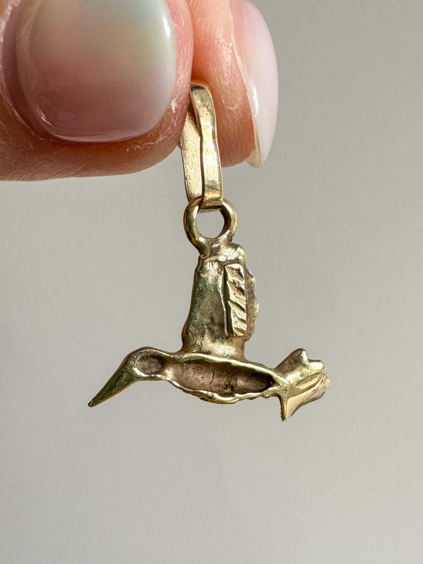 Vintage 14K Gold Hummingbird Charm