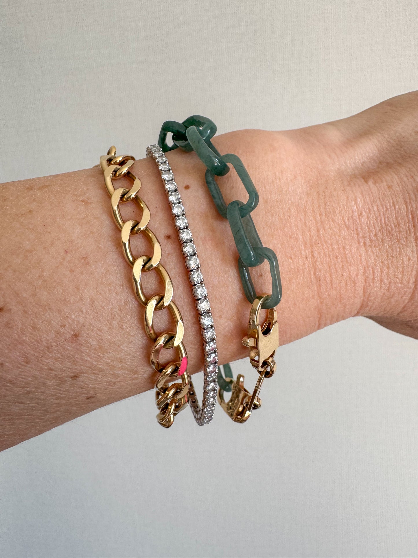 Jade and 14K Link Bracelet