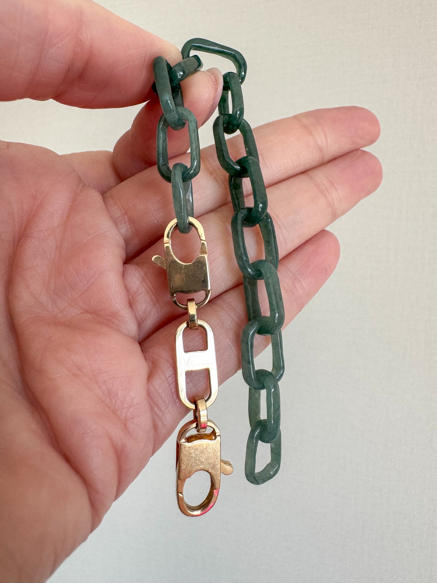 Jade and 14K Link Bracelet