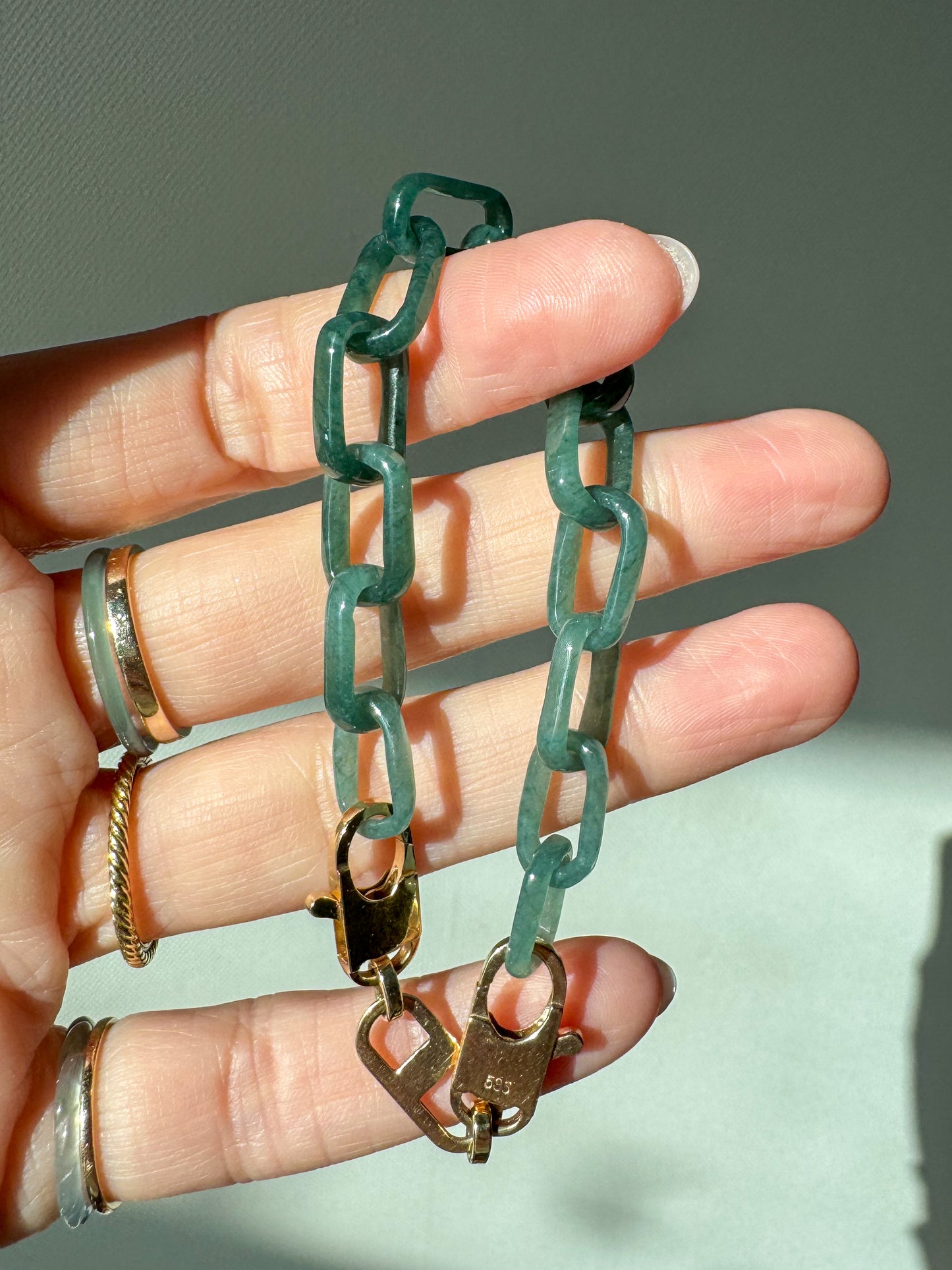 Jade and 14K Link Bracelet
