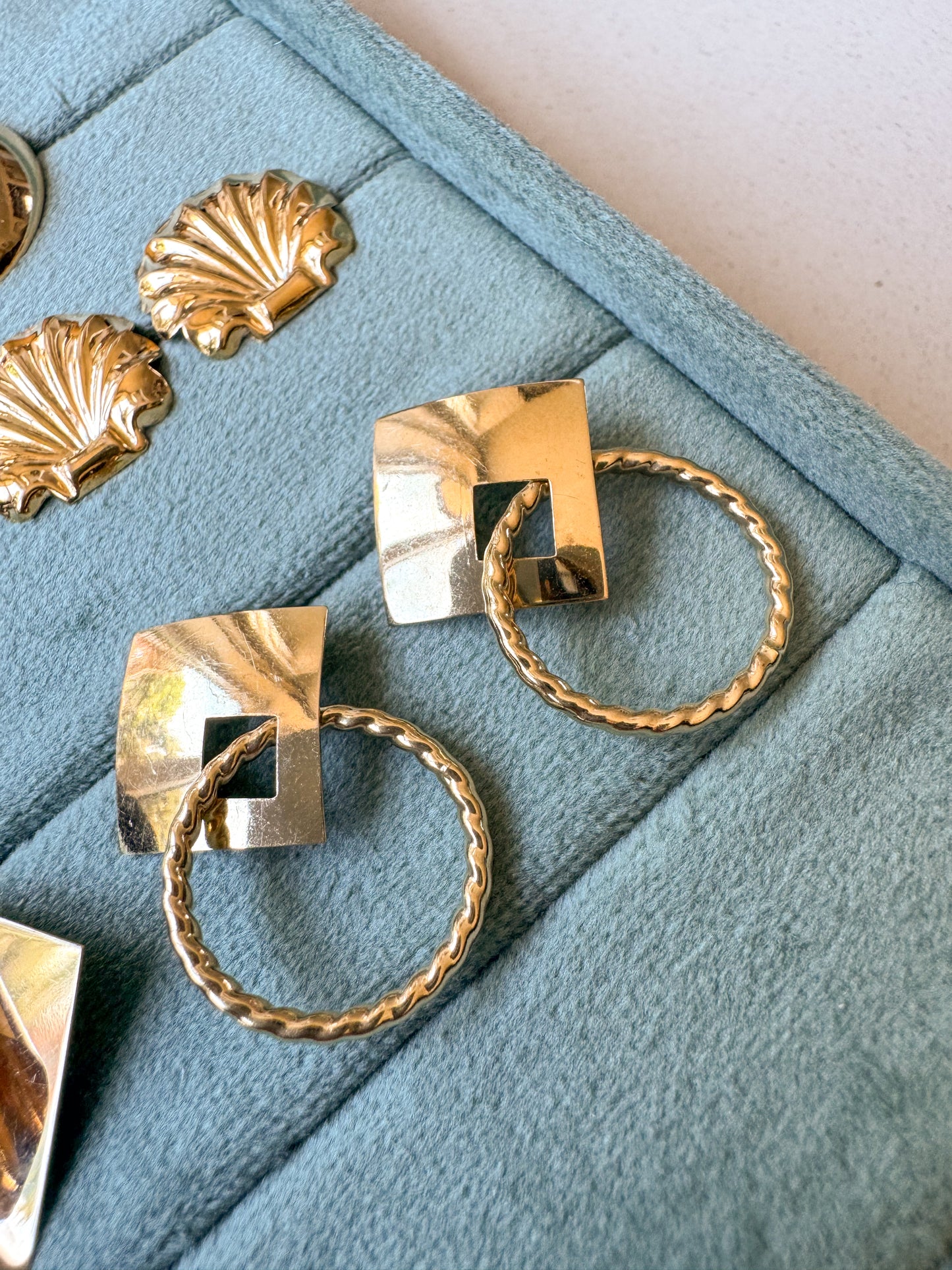 Vintage 14K Gold Michael Anthony Geometric Dangle Earrings