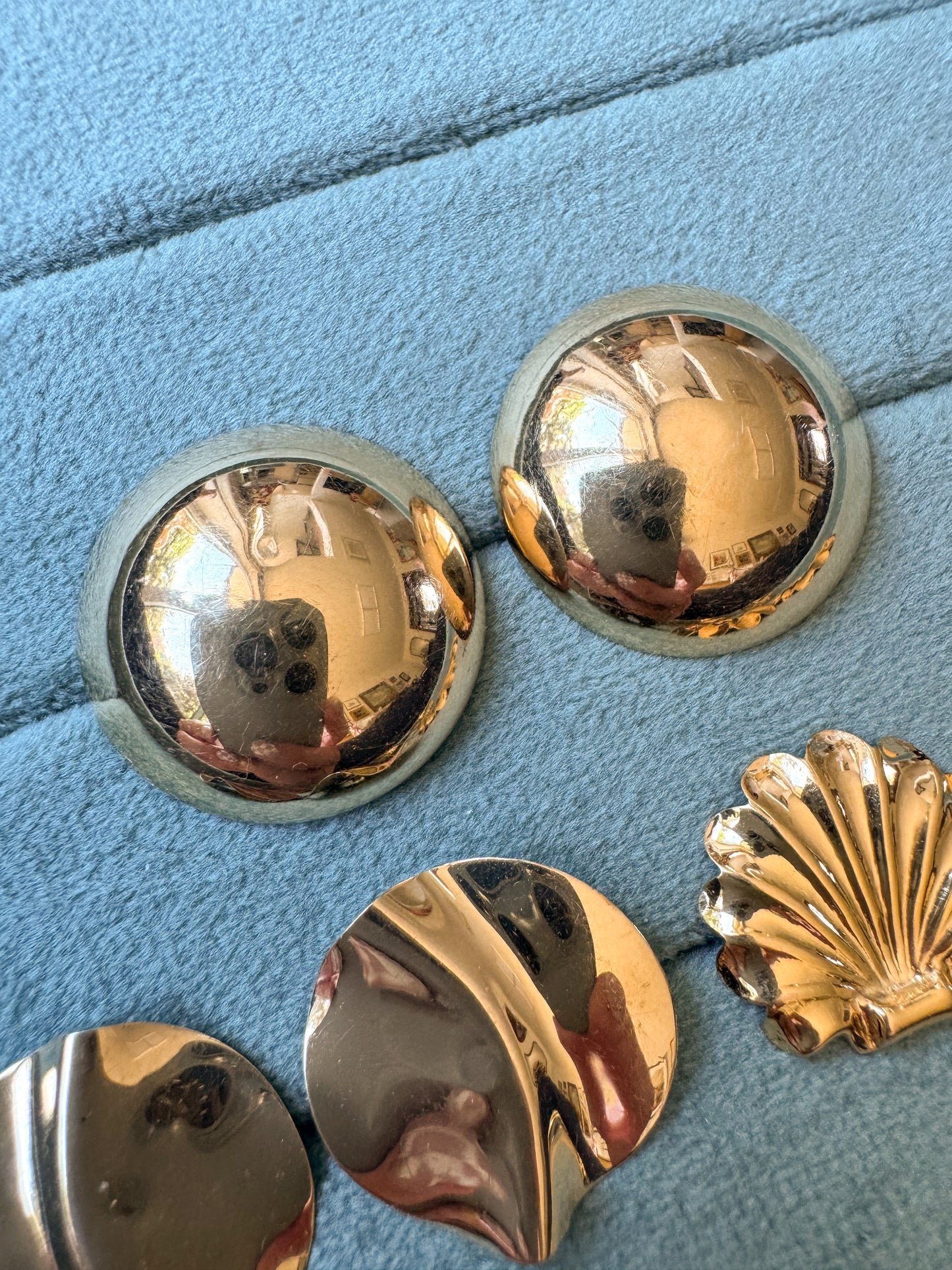 Vintage 14K Gold Large Dome Button Earrings