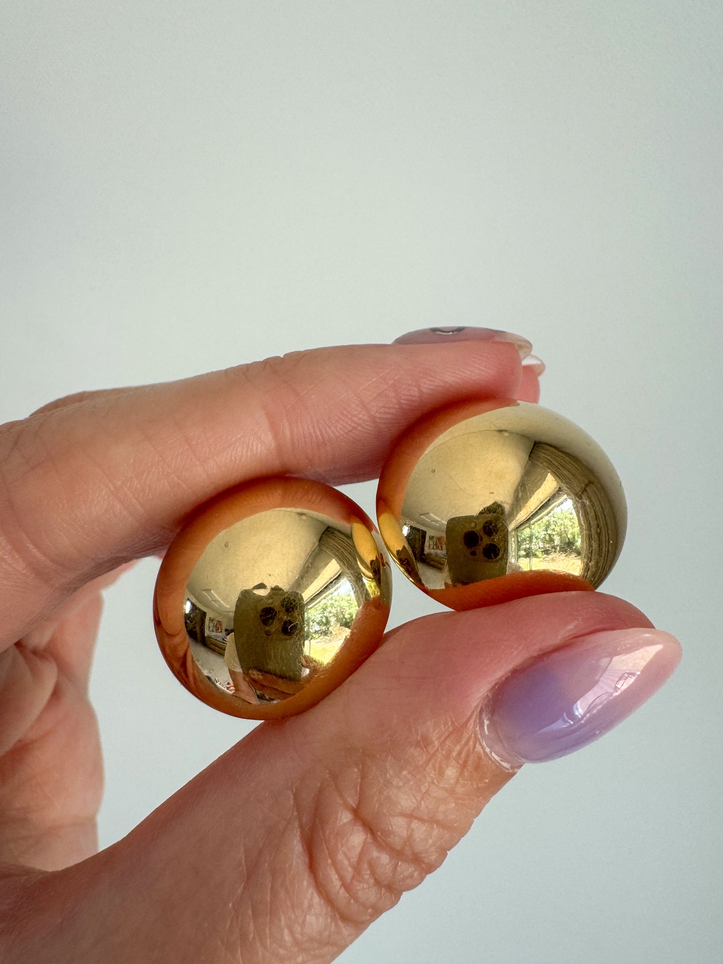 Vintage 14K Gold Large Dome Button Earrings