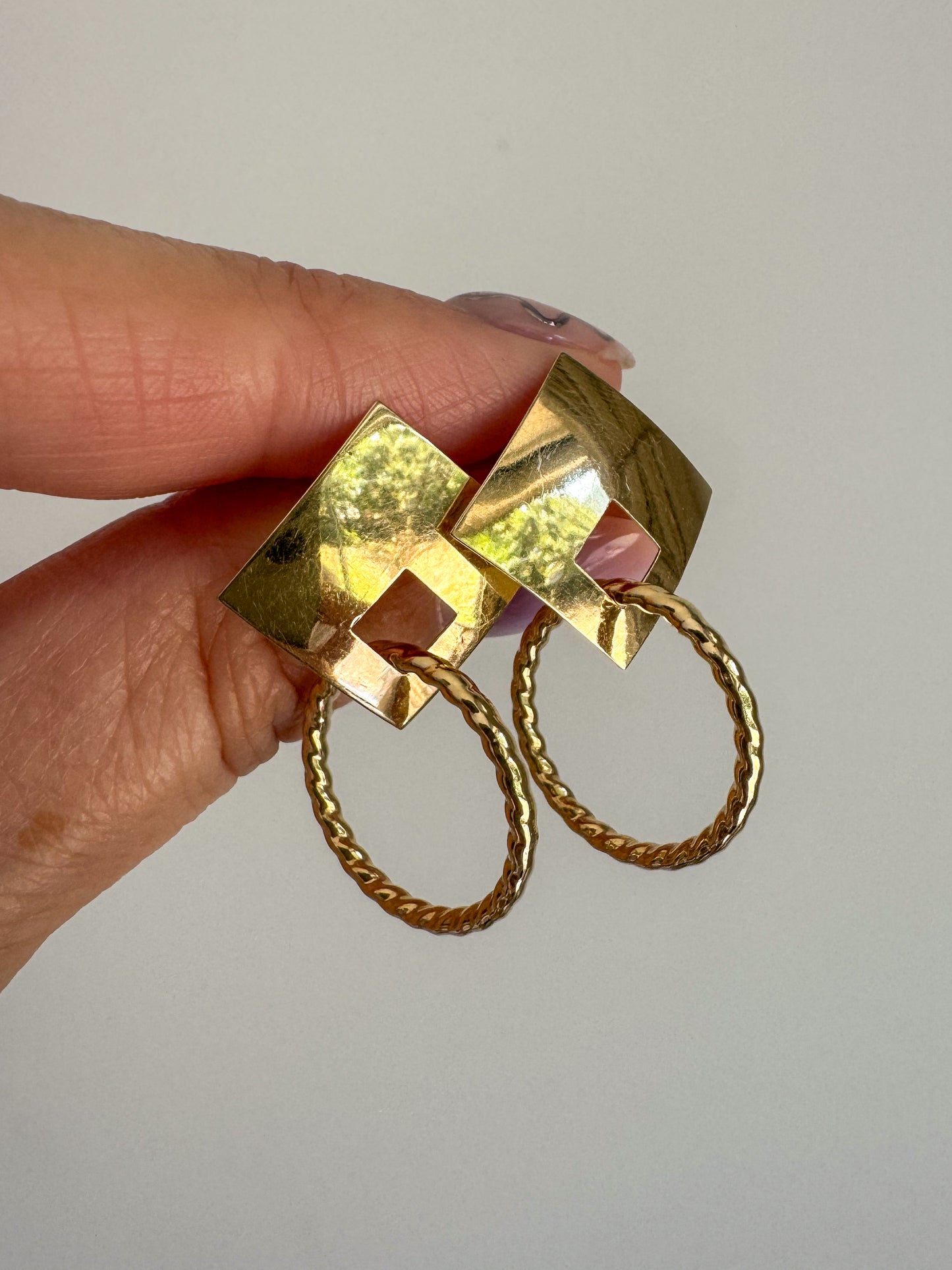 Vintage 14K Gold Michael Anthony Geometric Dangle Earrings