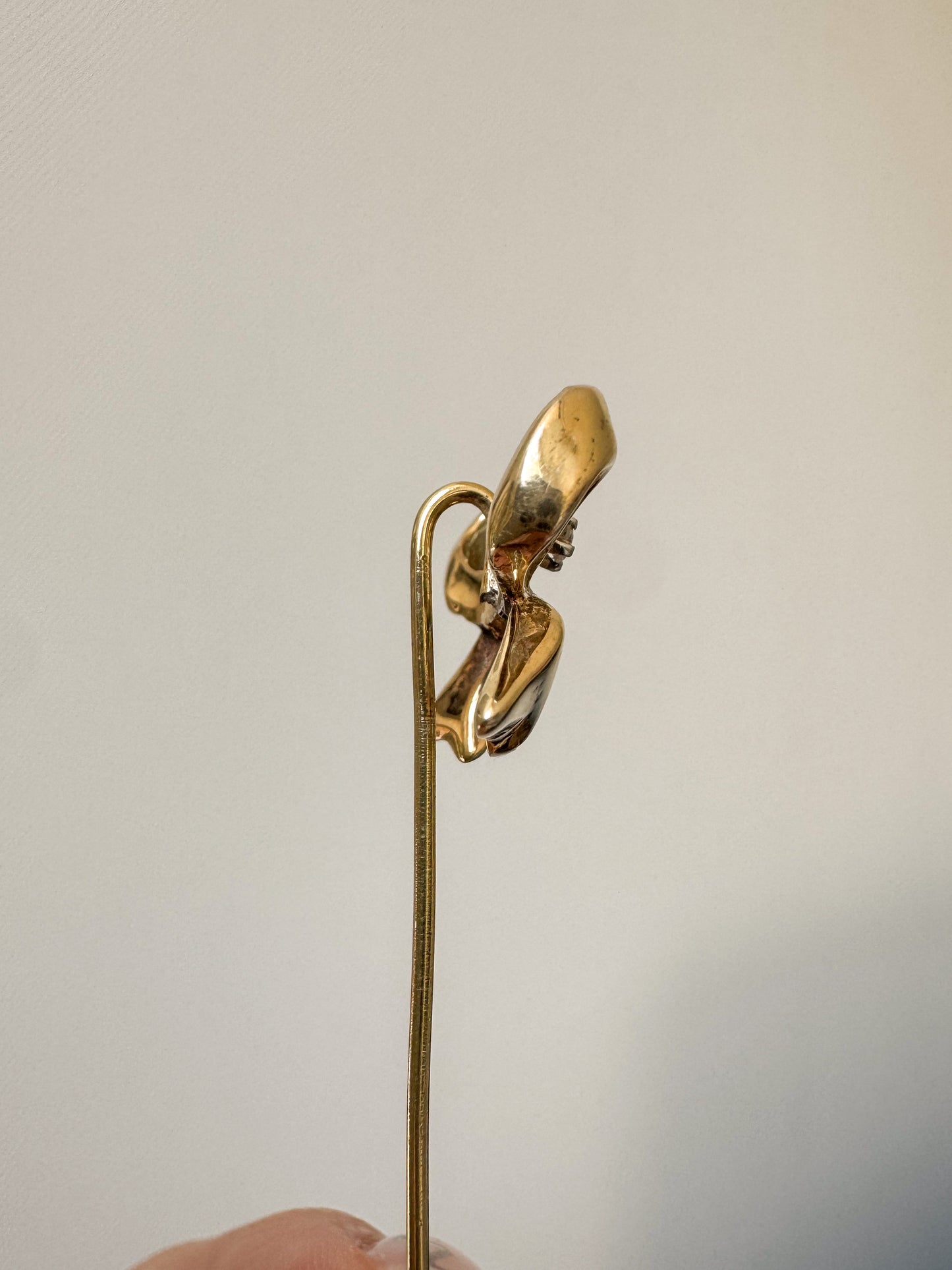 Vintage 14K Gold Bow Stick Pin with Diamond Accent