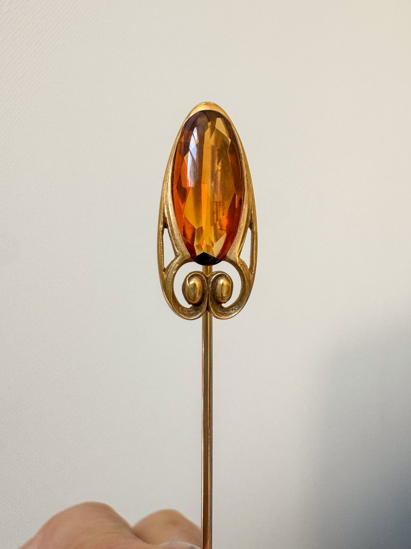 Vintage 14K Gold Citrine Stick Pin