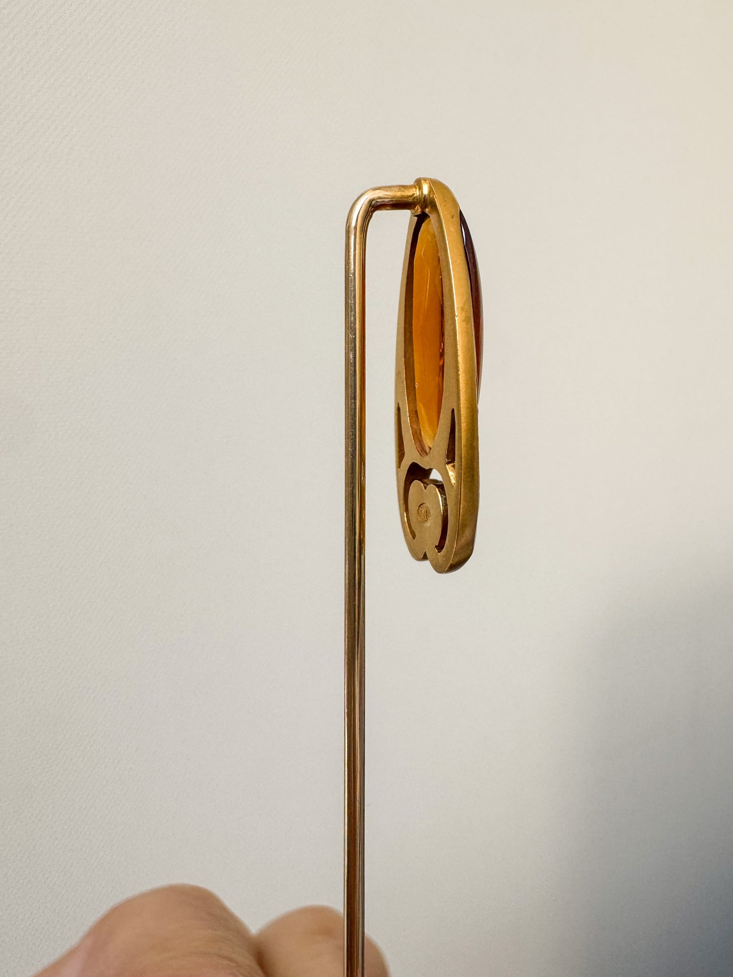 Vintage 14K Gold Citrine Stick Pin