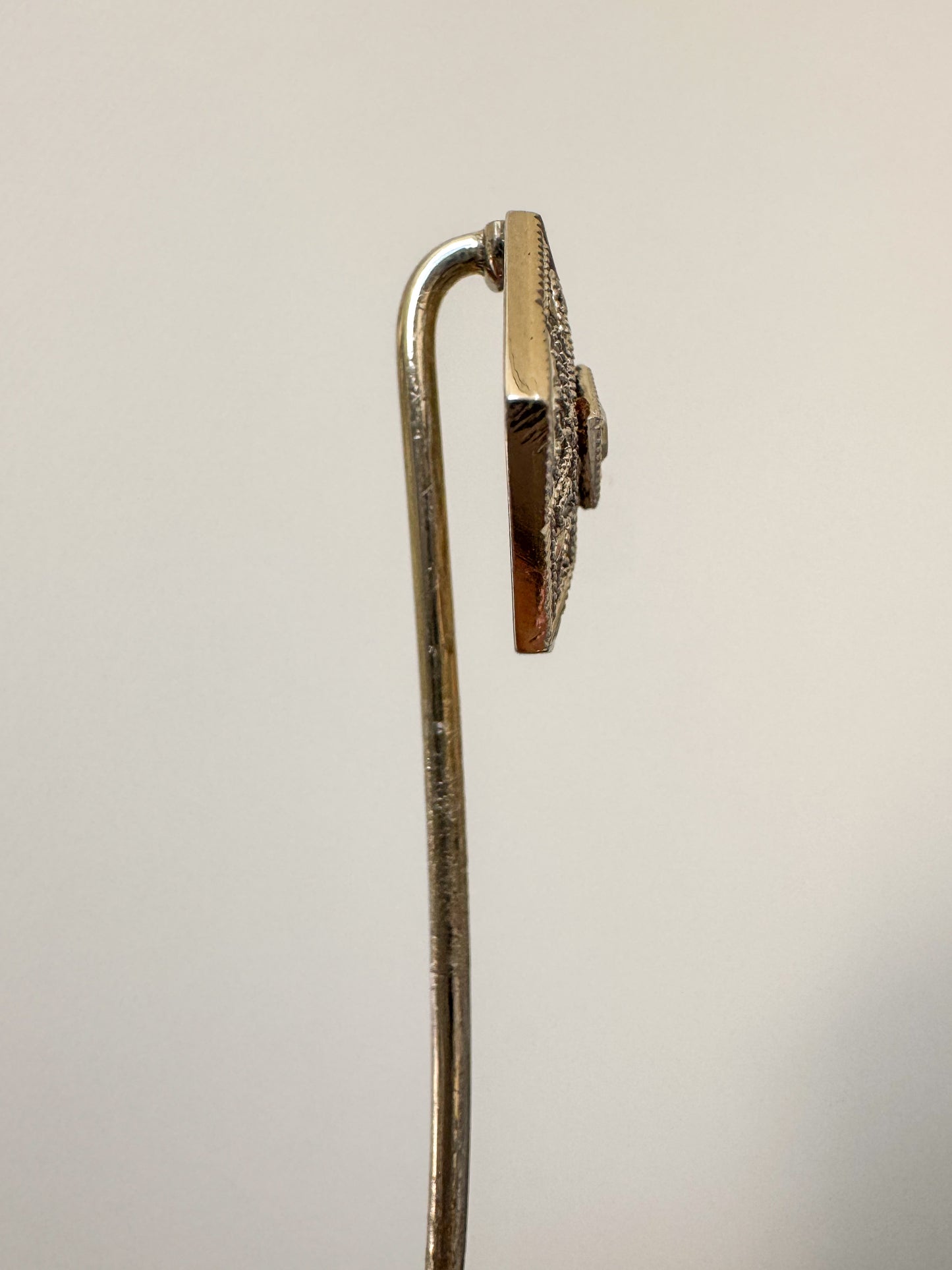 Art Deco Platinum, Diamond and Blue Enamel Stick Pin