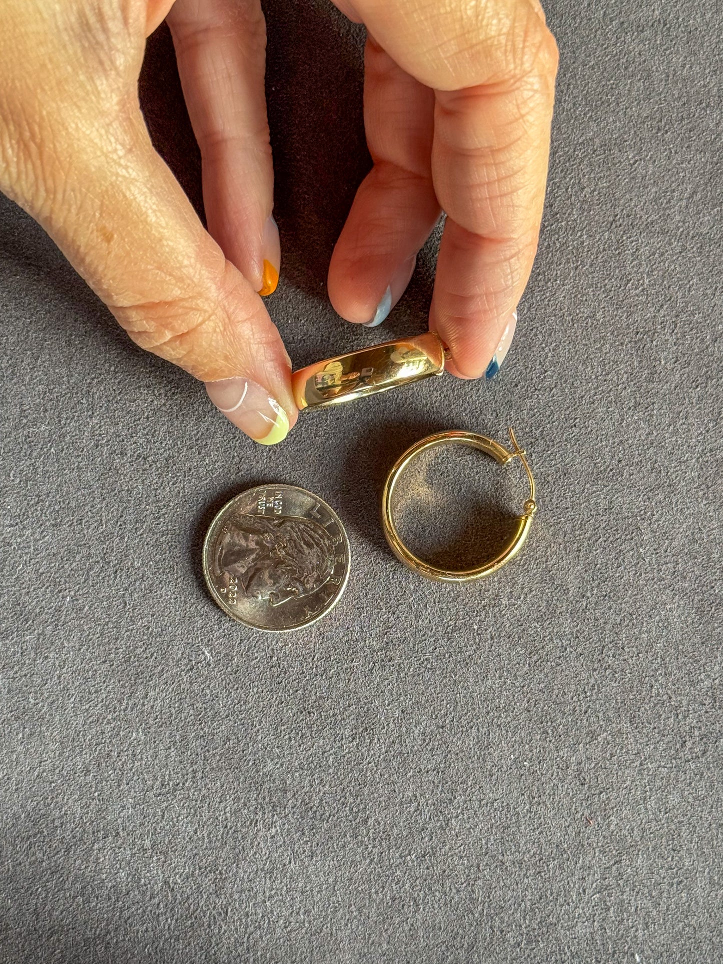 Vintage 14K Wide Hoop Earrings