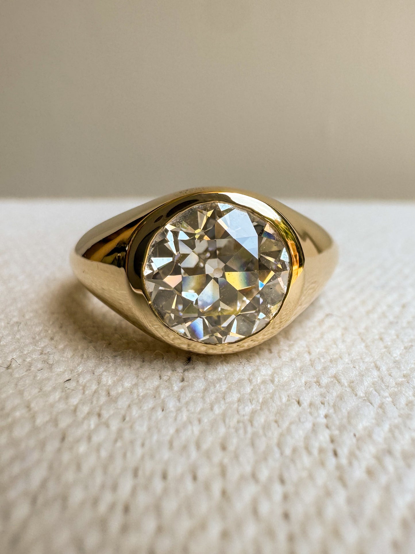 14K Gypsy Ring with 2.56 Carat Lab OEC Diamond