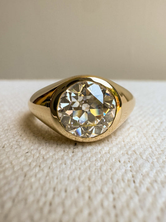 14K Gypsy Ring with 2.56 Carat Lab OEC Diamond
