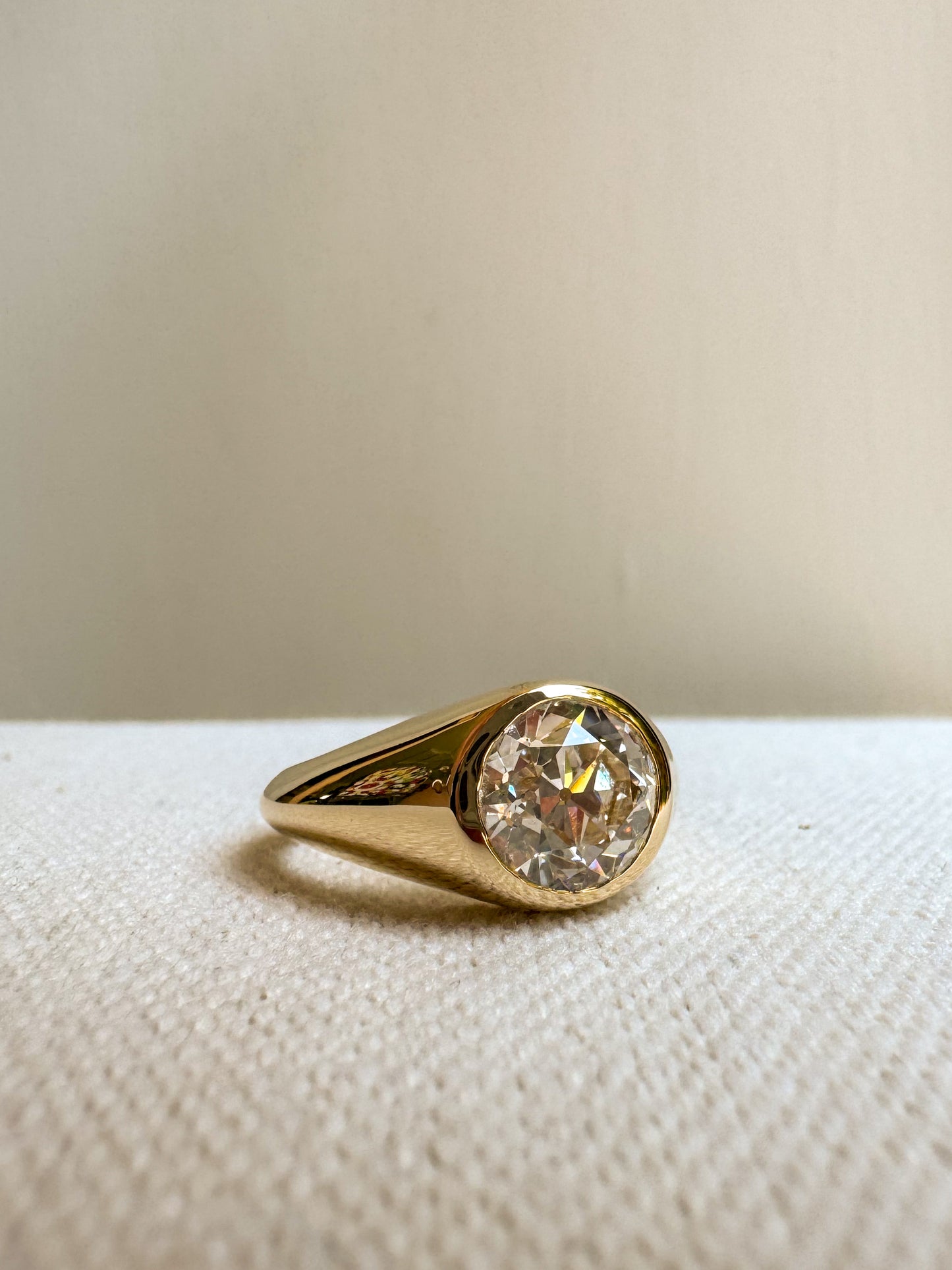 14K Gypsy Ring with 2.56 Carat Lab OEC Diamond