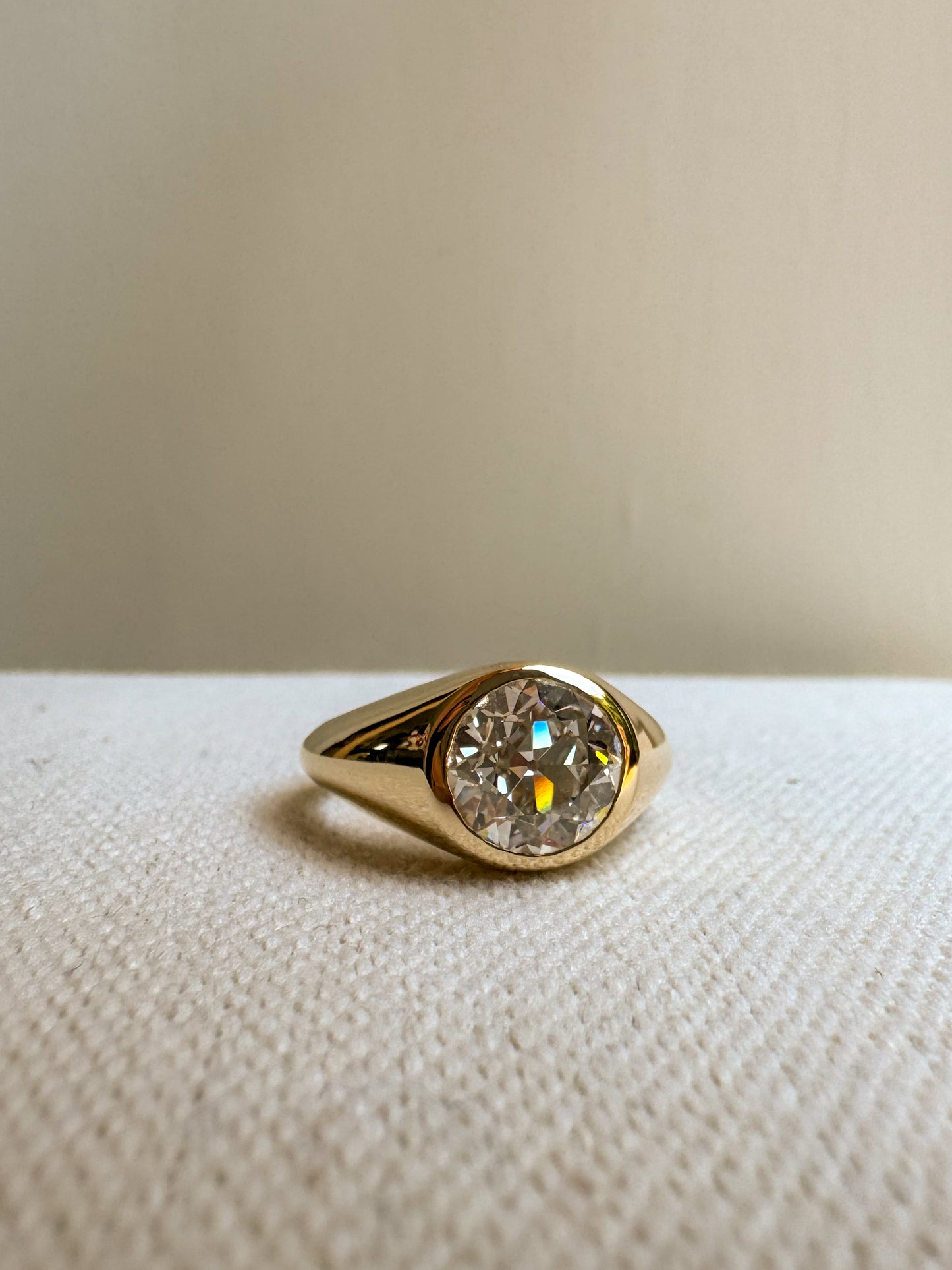 14K Gypsy Ring with 2.56 Carat Lab OEC Diamond