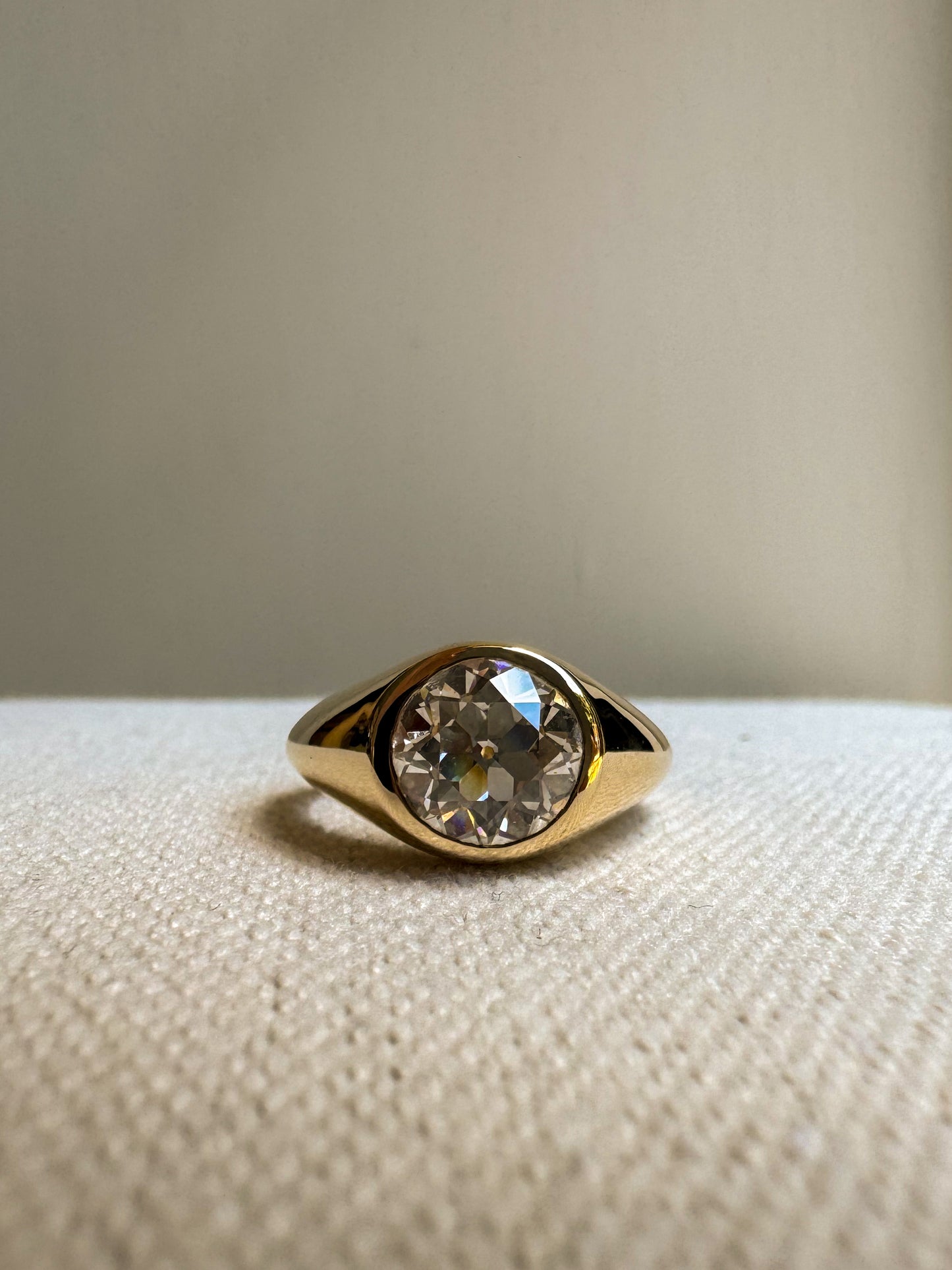 14K Gypsy Ring with 2.56 Carat Lab OEC Diamond