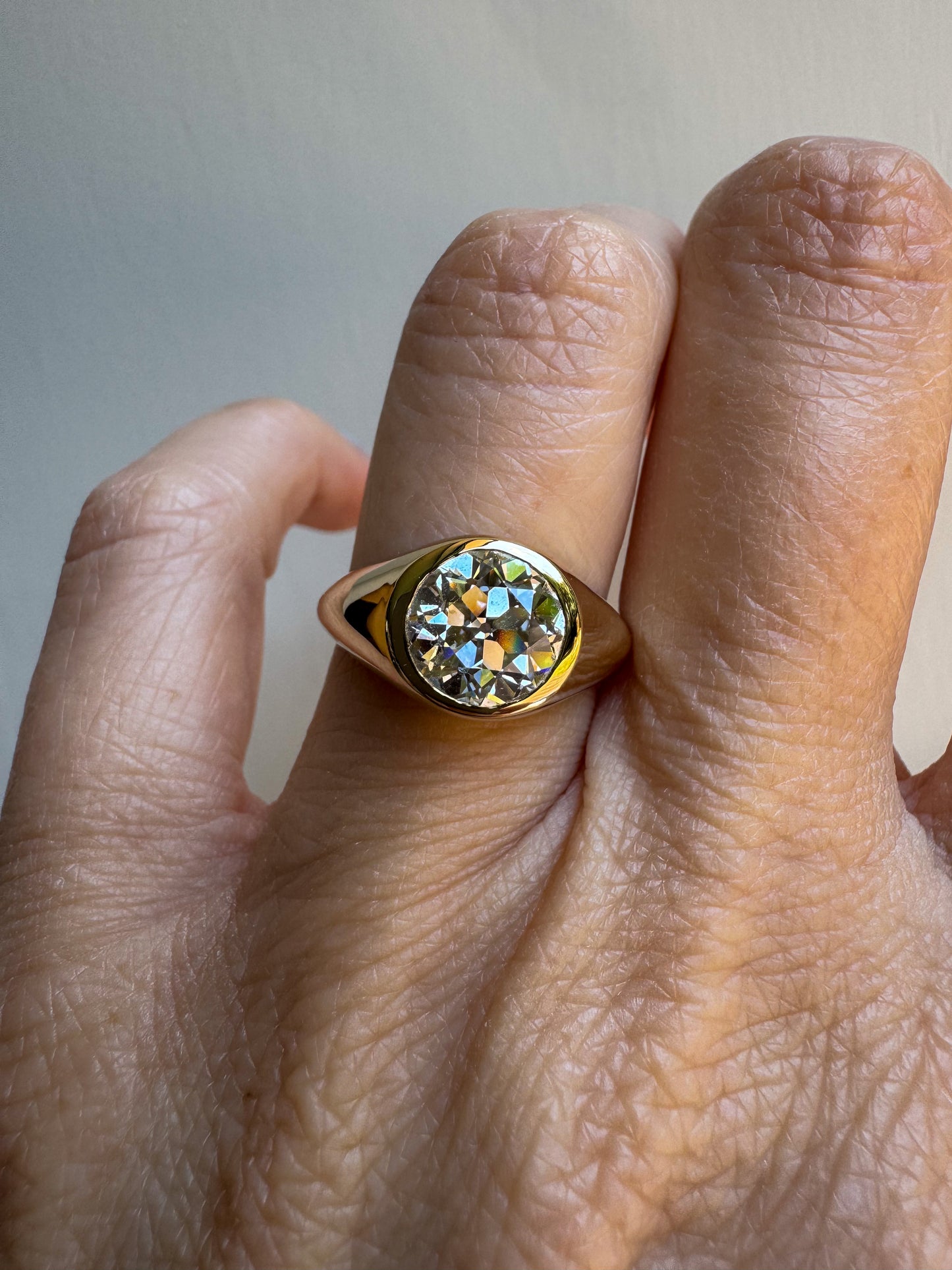 14K Gypsy Ring with 2.56 Carat Lab OEC Diamond