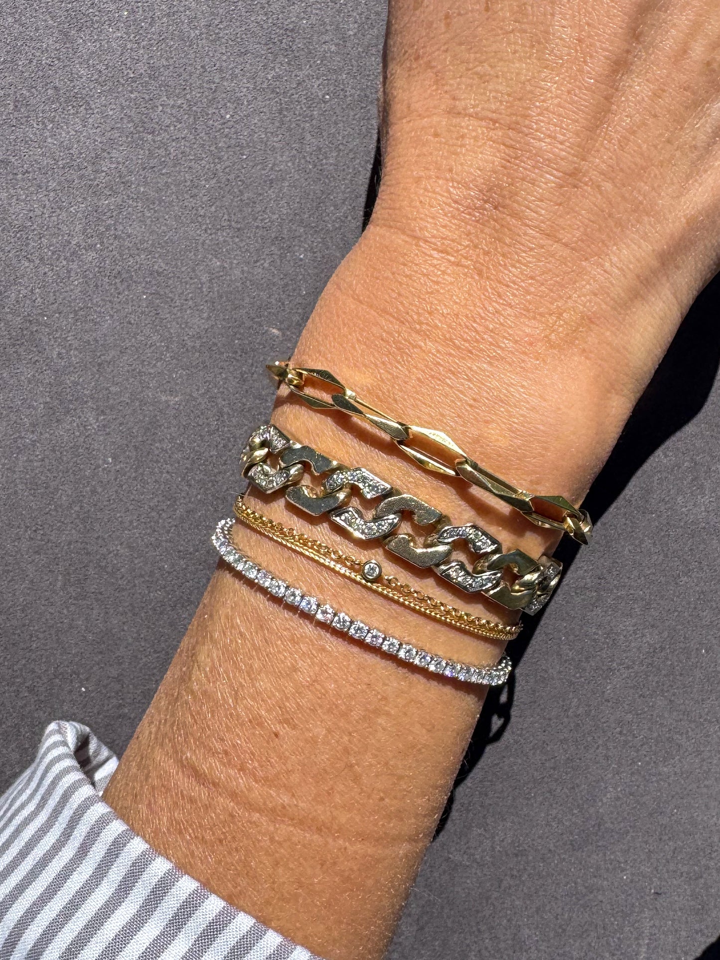 Vintage 14K Geometric Paperclip Chain Bracelet