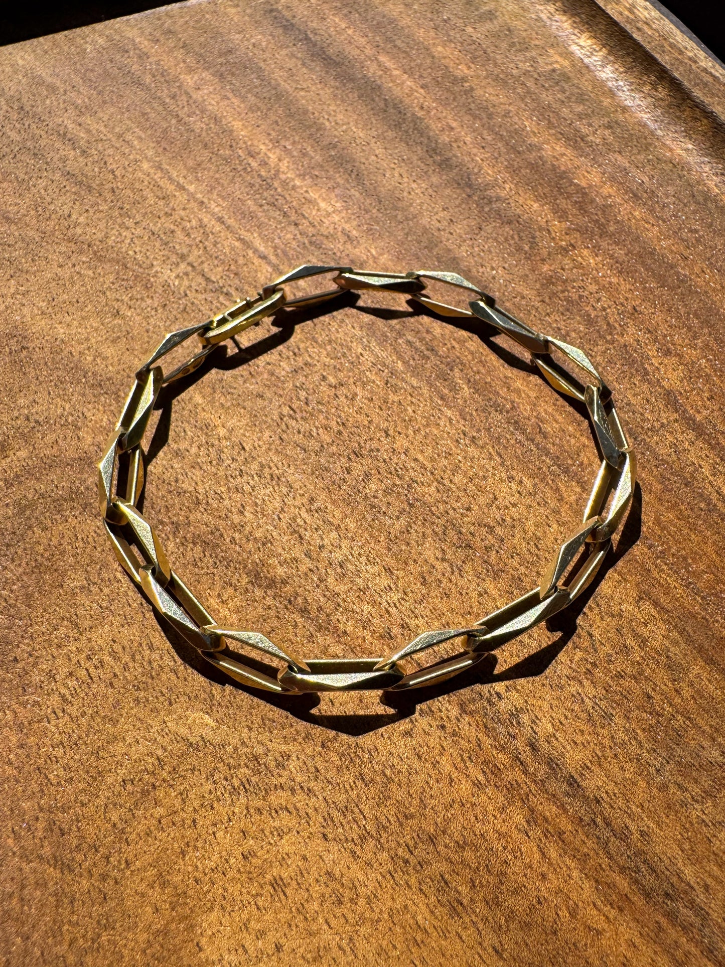Vintage 14K Geometric Paperclip Chain Bracelet