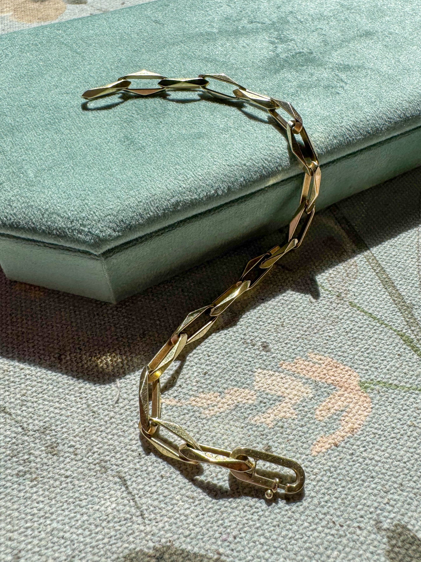 Vintage 14K Geometric Paperclip Chain Bracelet