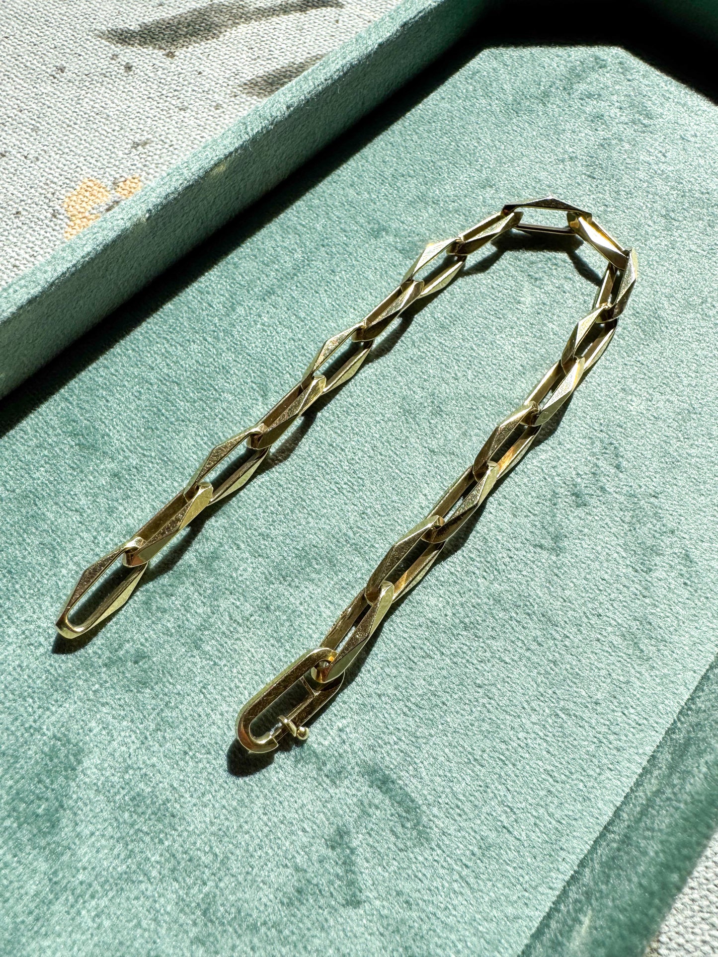 Vintage 14K Geometric Paperclip Chain Bracelet