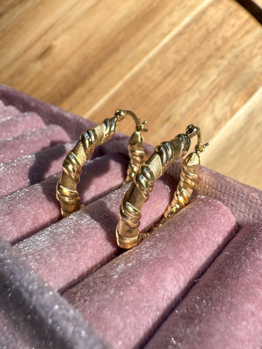14K Twisted Rope Hoops