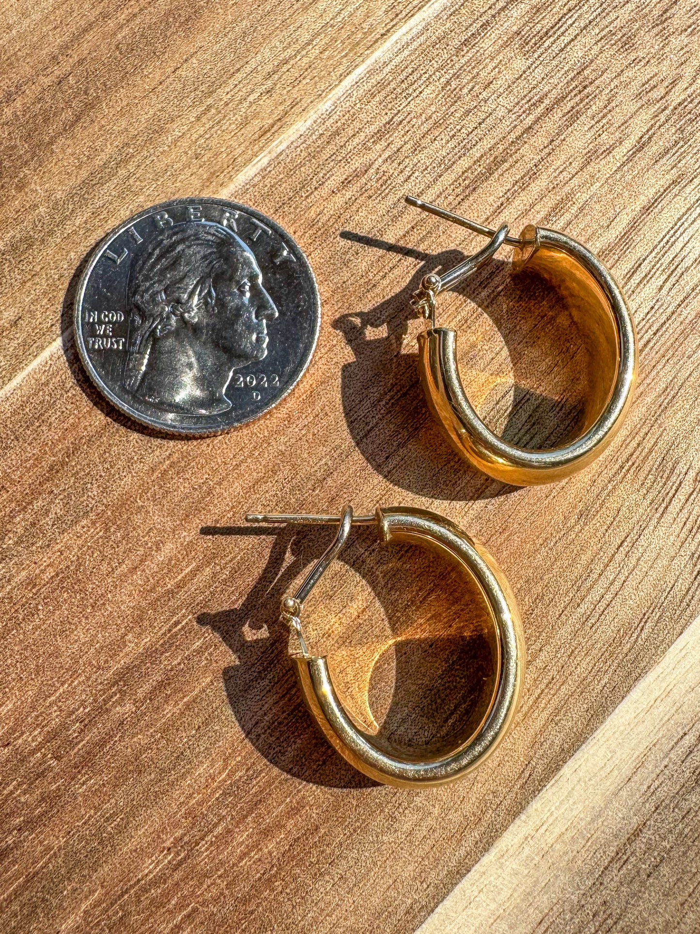 Vintage 14K Chunky Hoops