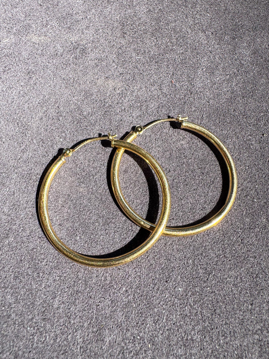 14K Super Simple Circular Hoops